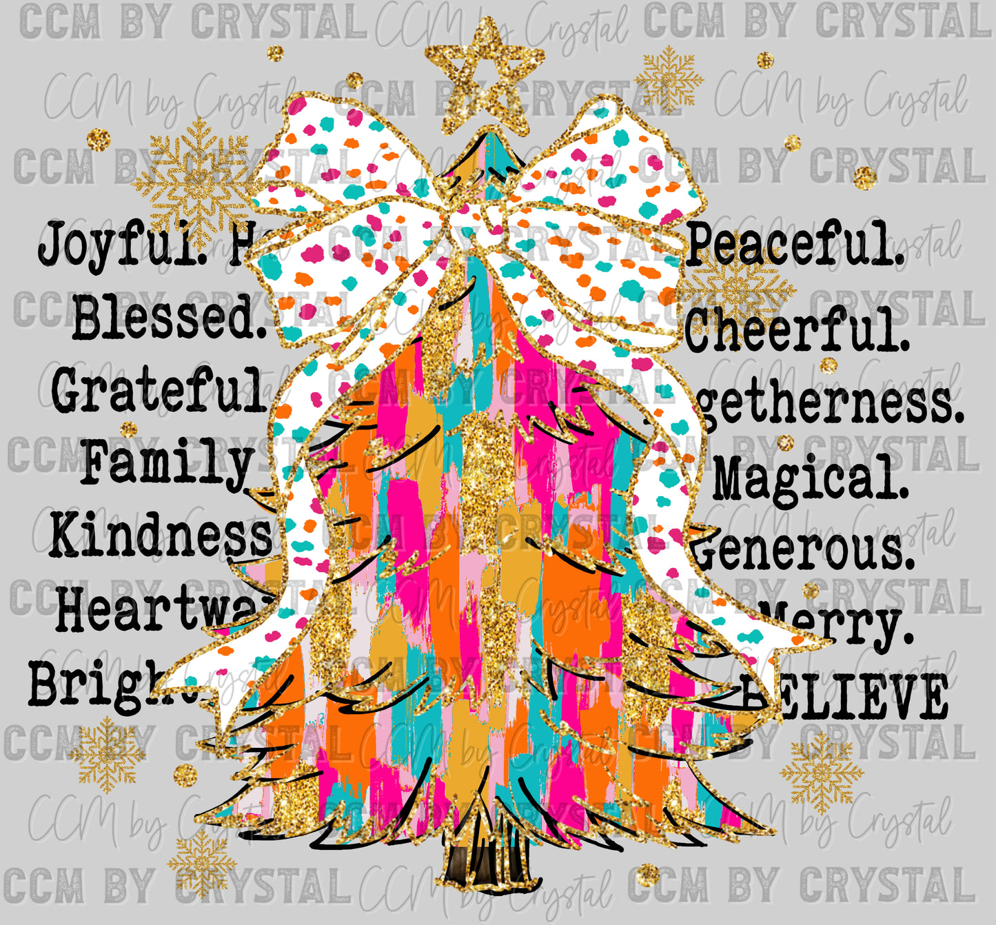 Christmas Tree Colorful Ready to Press Transfer DTF Transfer Sublimation Transfer
