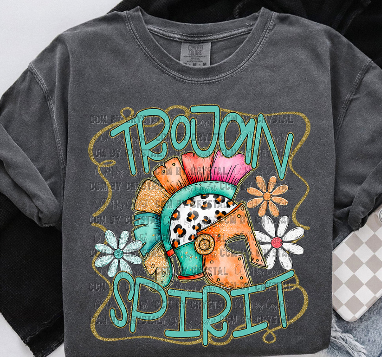 Trojan Spirit Cartoon Mascot Ready to Press Transfer DTF Transfer Sublimation Transfer