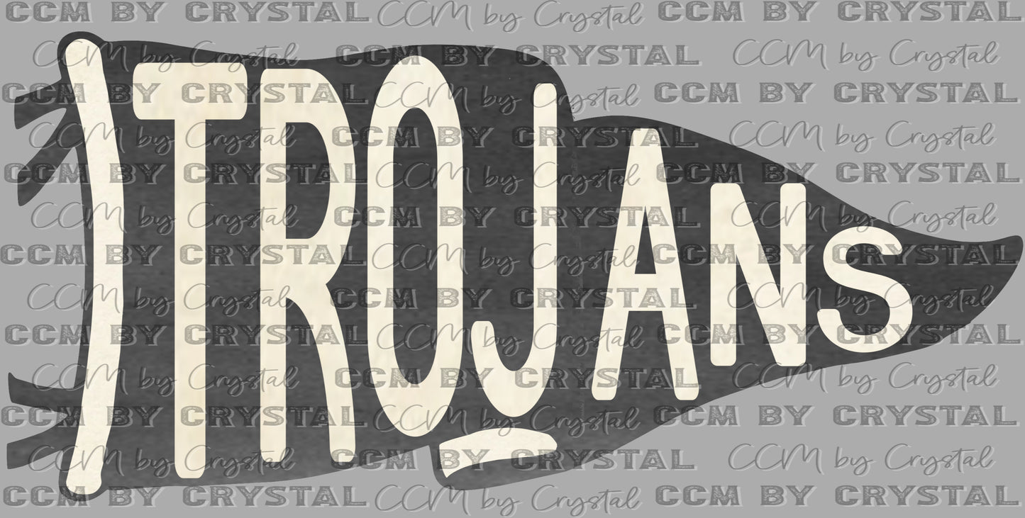 Trojans Pennant Mascot Ready to Press Transfer DTF Transfer Sublimation Transfer