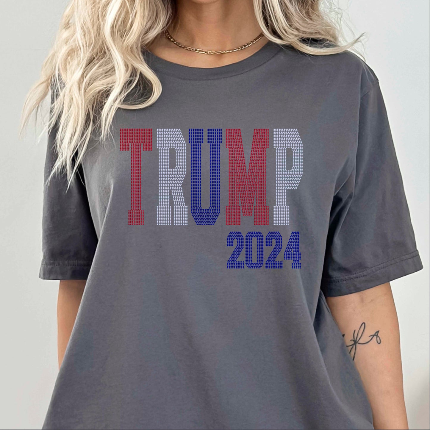 Trump 2024 3-Color Approximately 11" wide Spangle Transfer