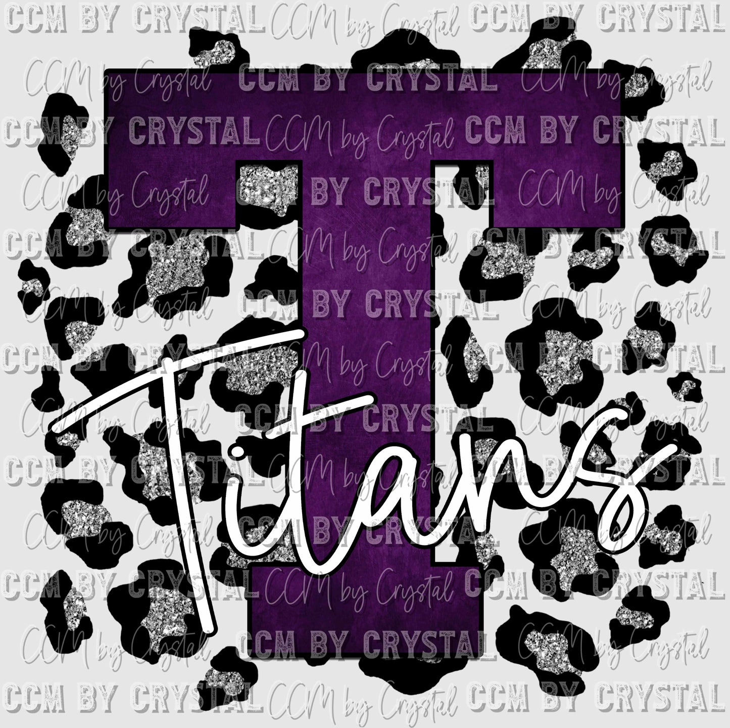 T Titans Purple Silver Leopard Background Mascot Ready to Press Transfer