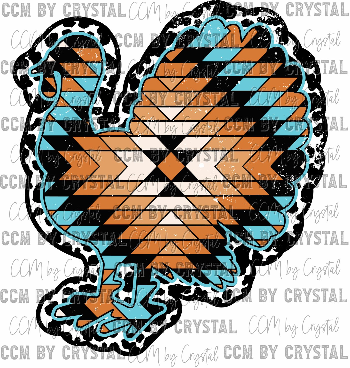 Show Turkey Distressed Aztec Ready to Press Transfer
