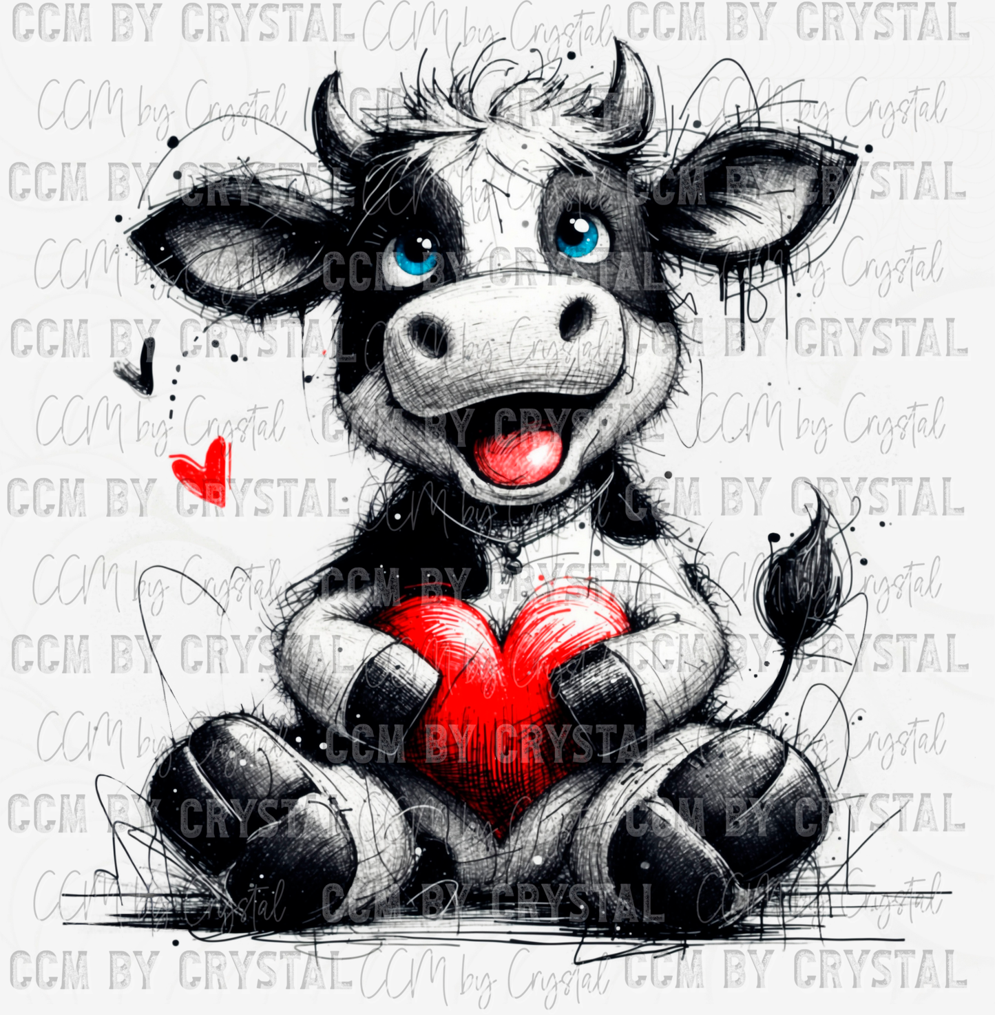 Valentine's Day Cow Ready to Press Transfer