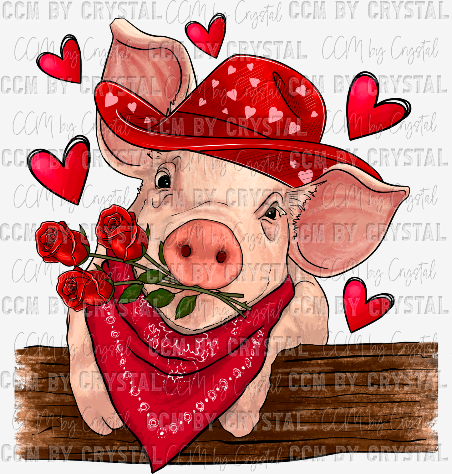 Valentine's Day Pig Ready to Press Transfer