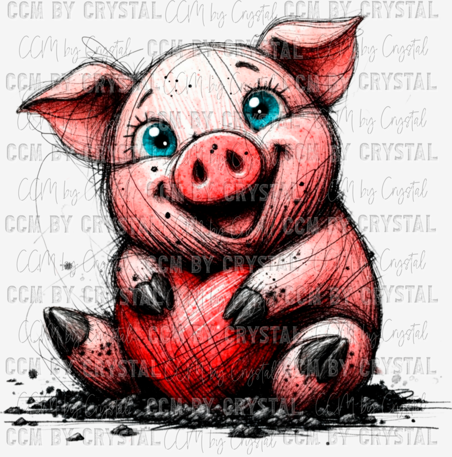 Valentine's Day Pig Ready to Press Transfer
