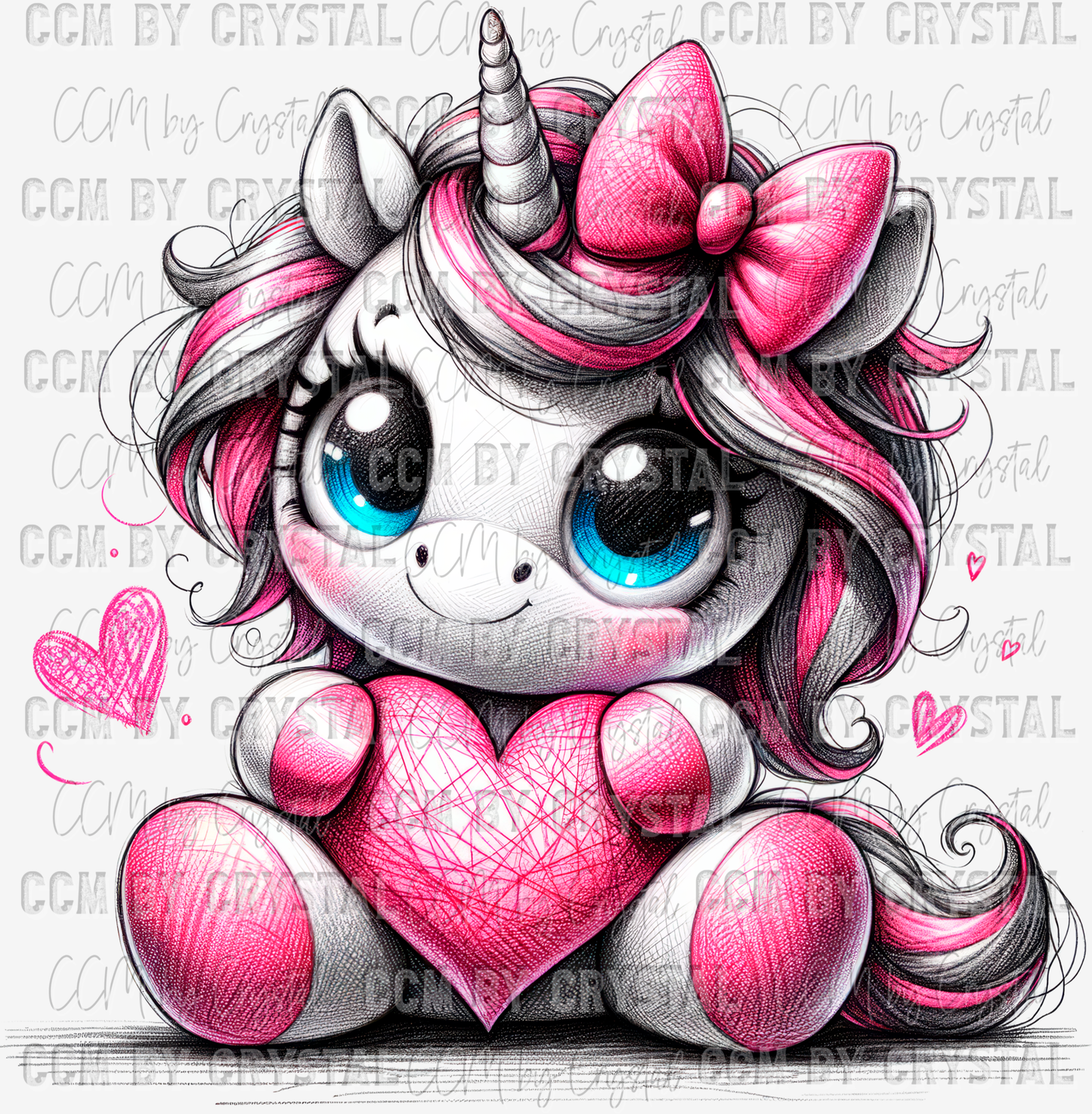 Valentine's Day Unicorn Ready to Press Transfer