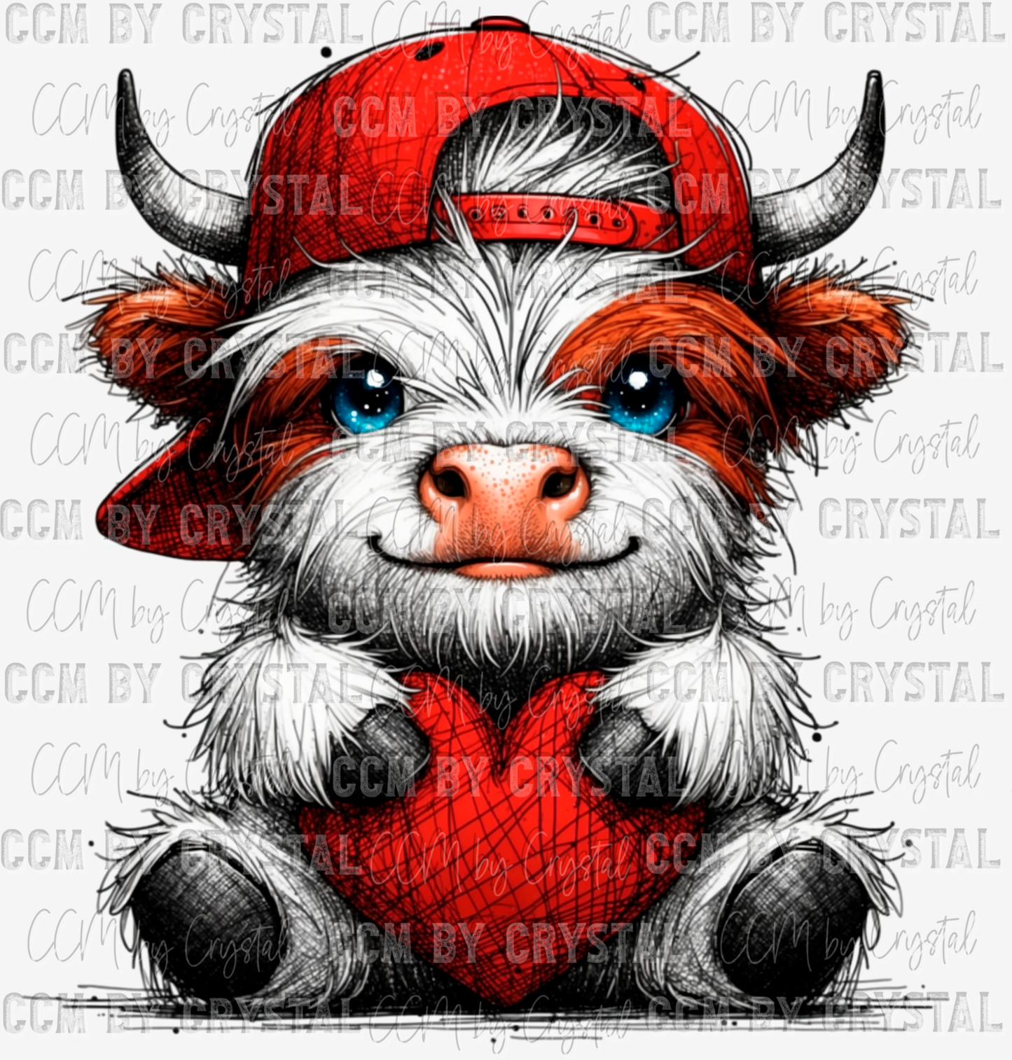 Valentine's Day Highland Cow Ready to Press Transfer