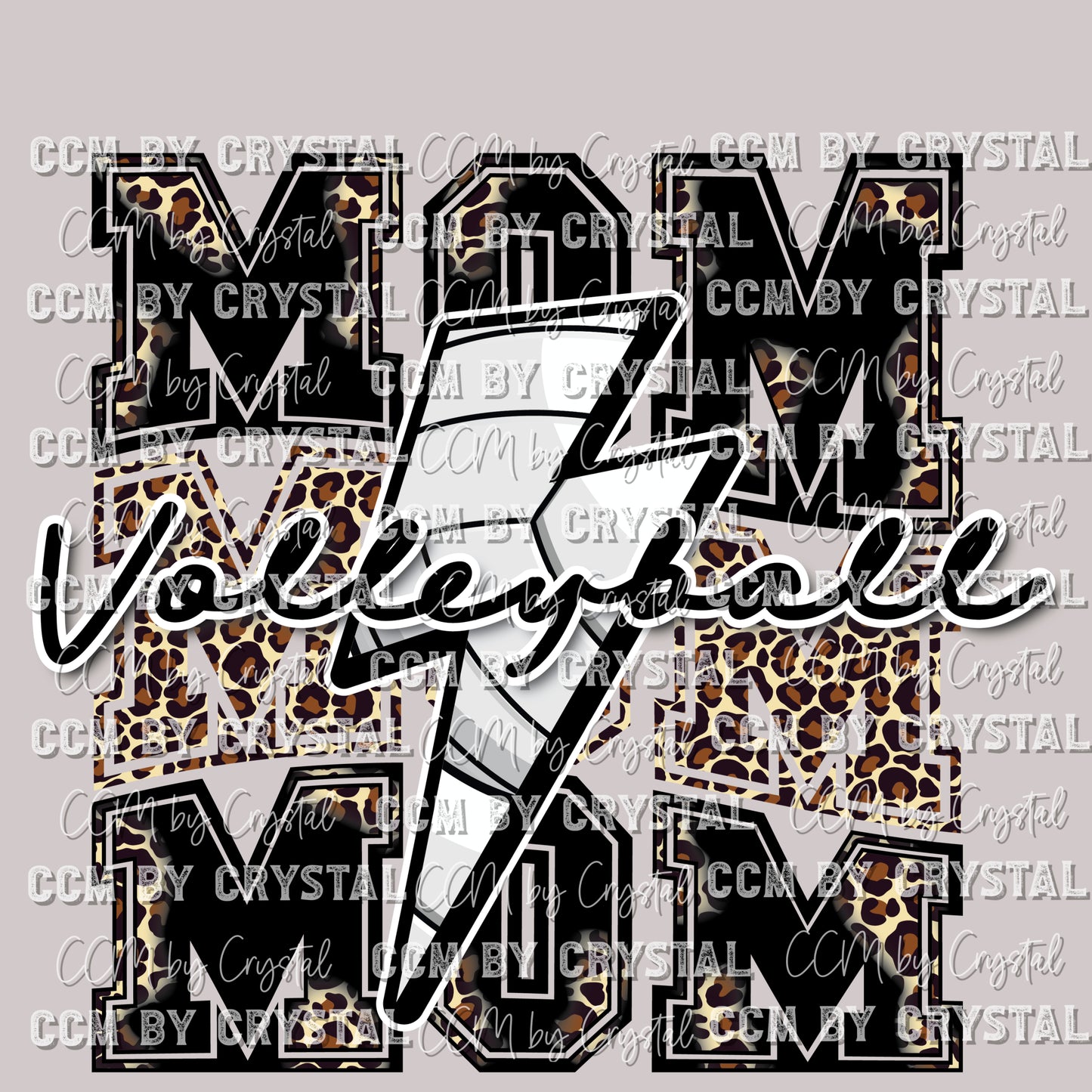 Volleyball Mom Leopard Print Lightening Bolt Ready to Press Transfer