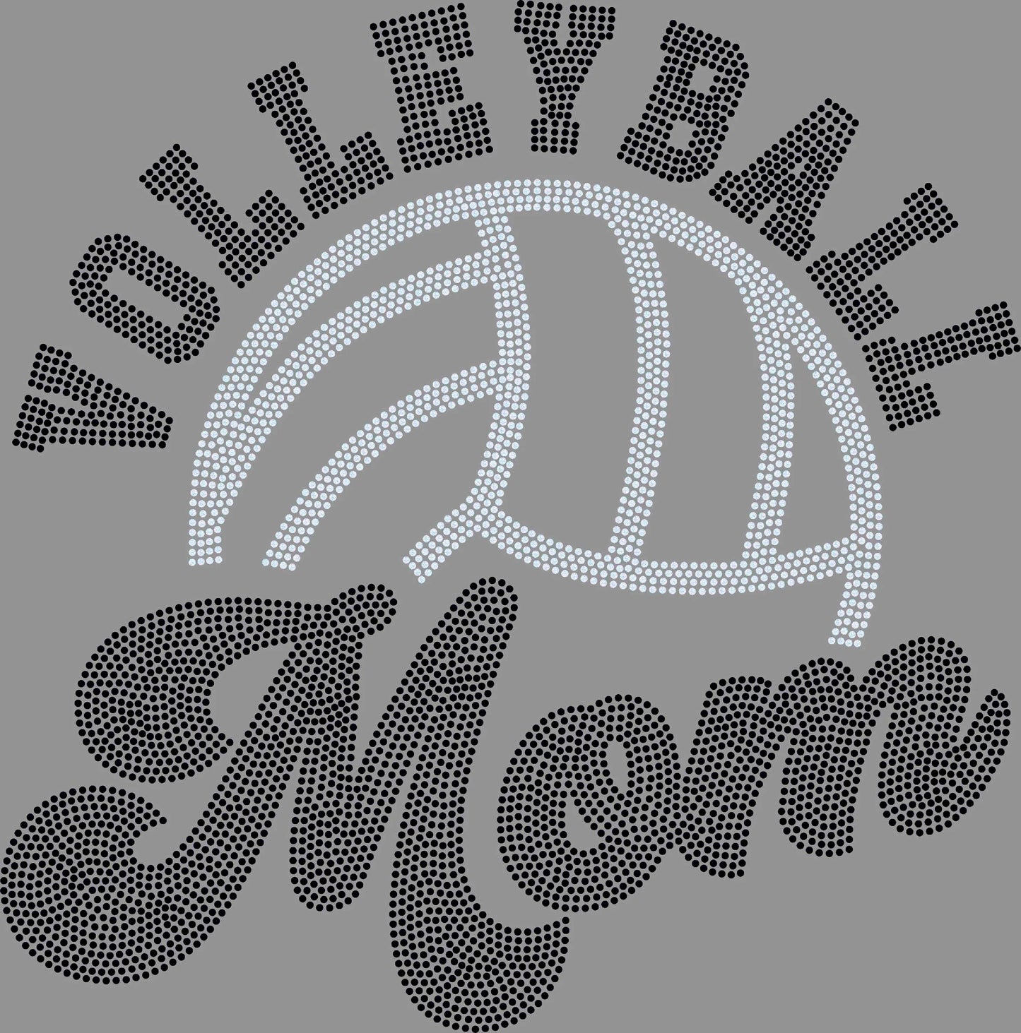 Volleyball Mom 2-Color Approximately 11" Wide Spangle Transfer