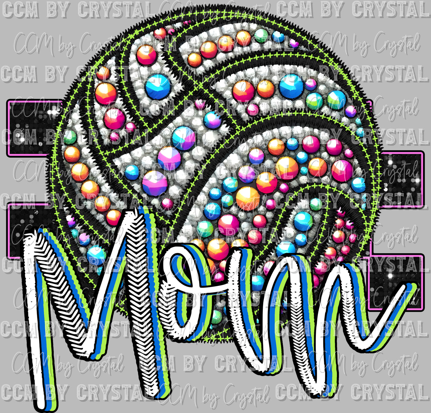 Volleyball Mom Faux Rhinestones Effect Ready to Press Transfer DTF Transfer Sublimation Transfer