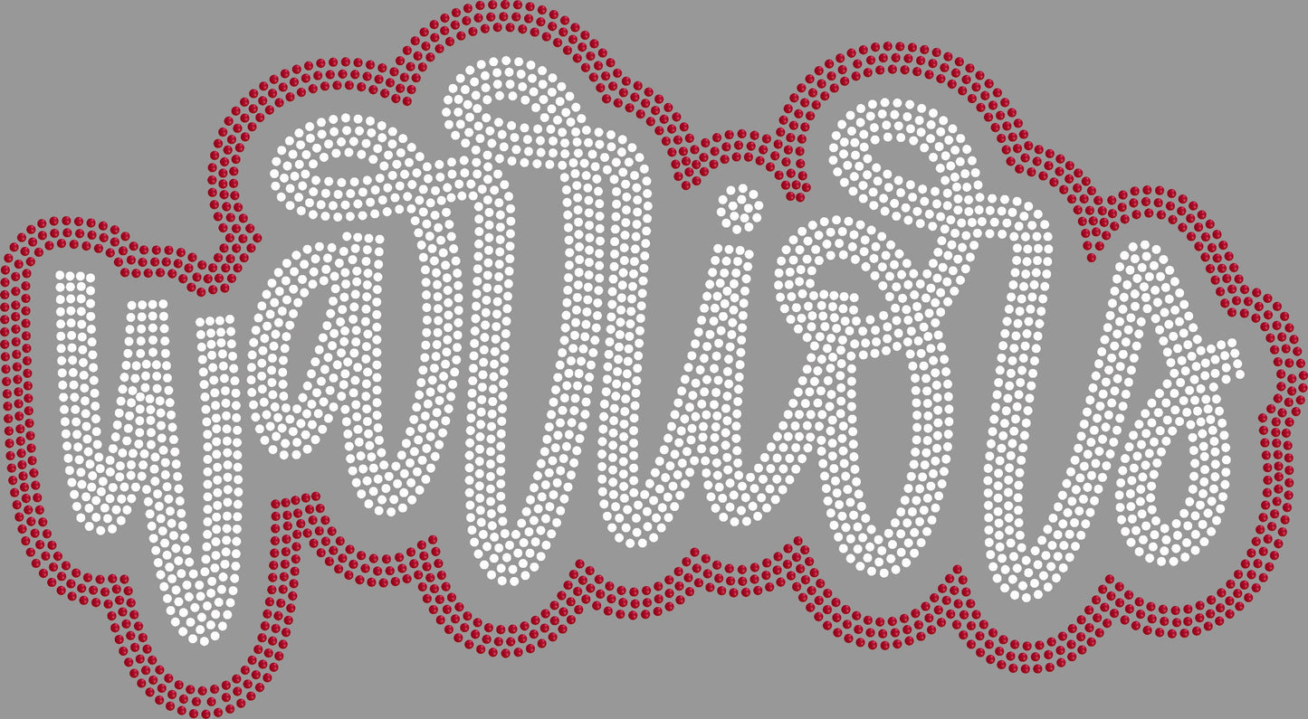 Warriors Doodle Approximately 11" wide 2 Color Spangle Transfer