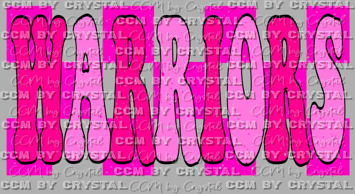 Warriors Pink Mascot Ready to Press Transfer DTF Transfer Sublimation Transfer