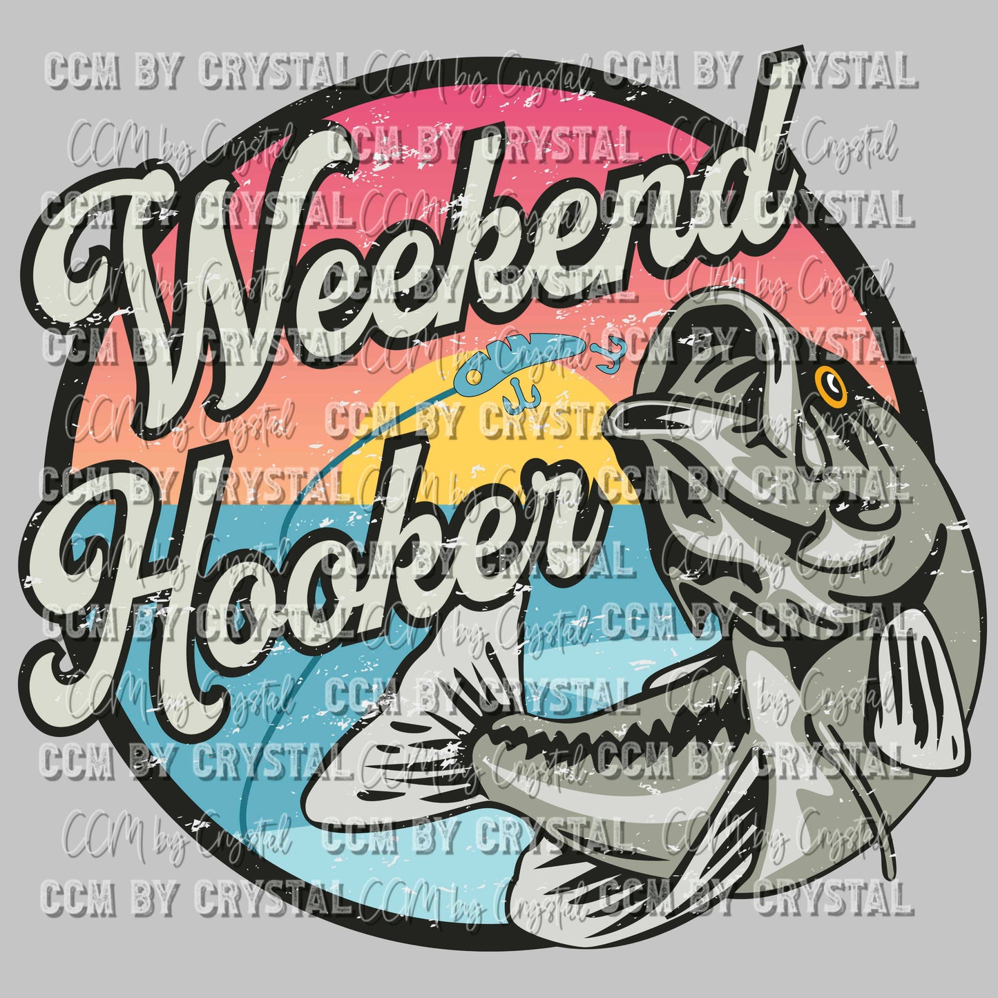 Distressed Weekend Hooker Fishing Ready To Press Transfer DTF Sublimation