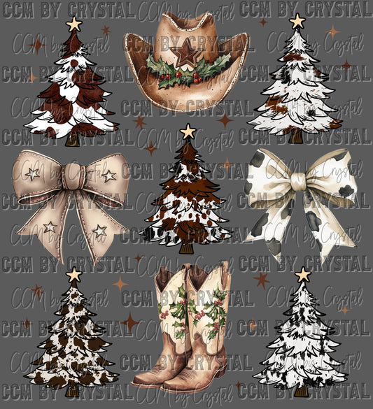 Western Christmas Ready to Press Transfer DTF Transfer Sublimation Transfer