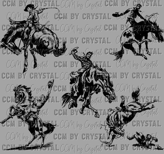 Western Cowboy Rodeo Ready to Press Transfer DTF Transfer Sublimation Transfer