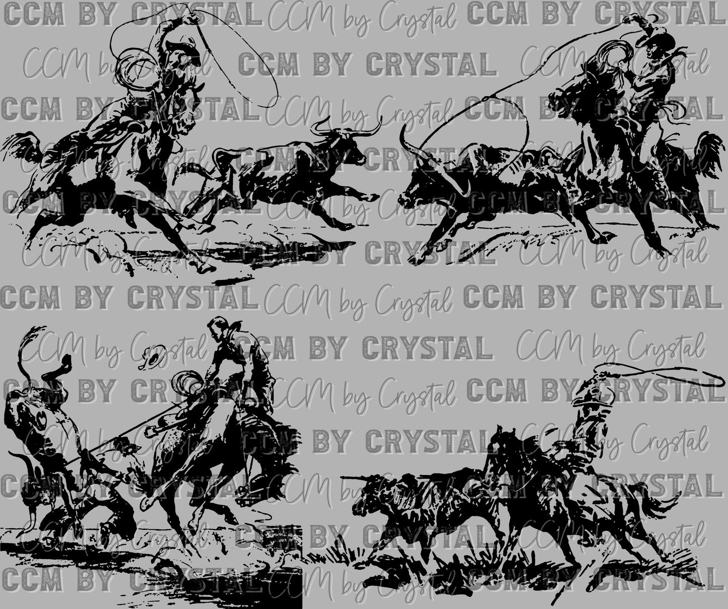 Western Roping Cowboy Rodeo Ready to Press Transfer DTF Transfer Sublimation Transfer