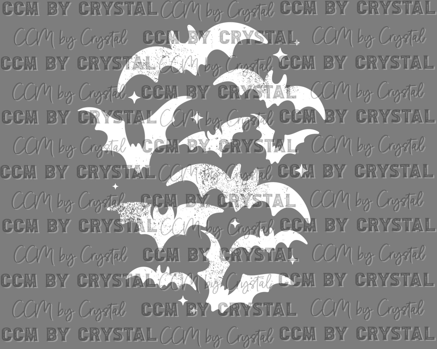 Distressed White Bats Halloween Ready to Press Transfer DTF Transfer Sublimation Transfer