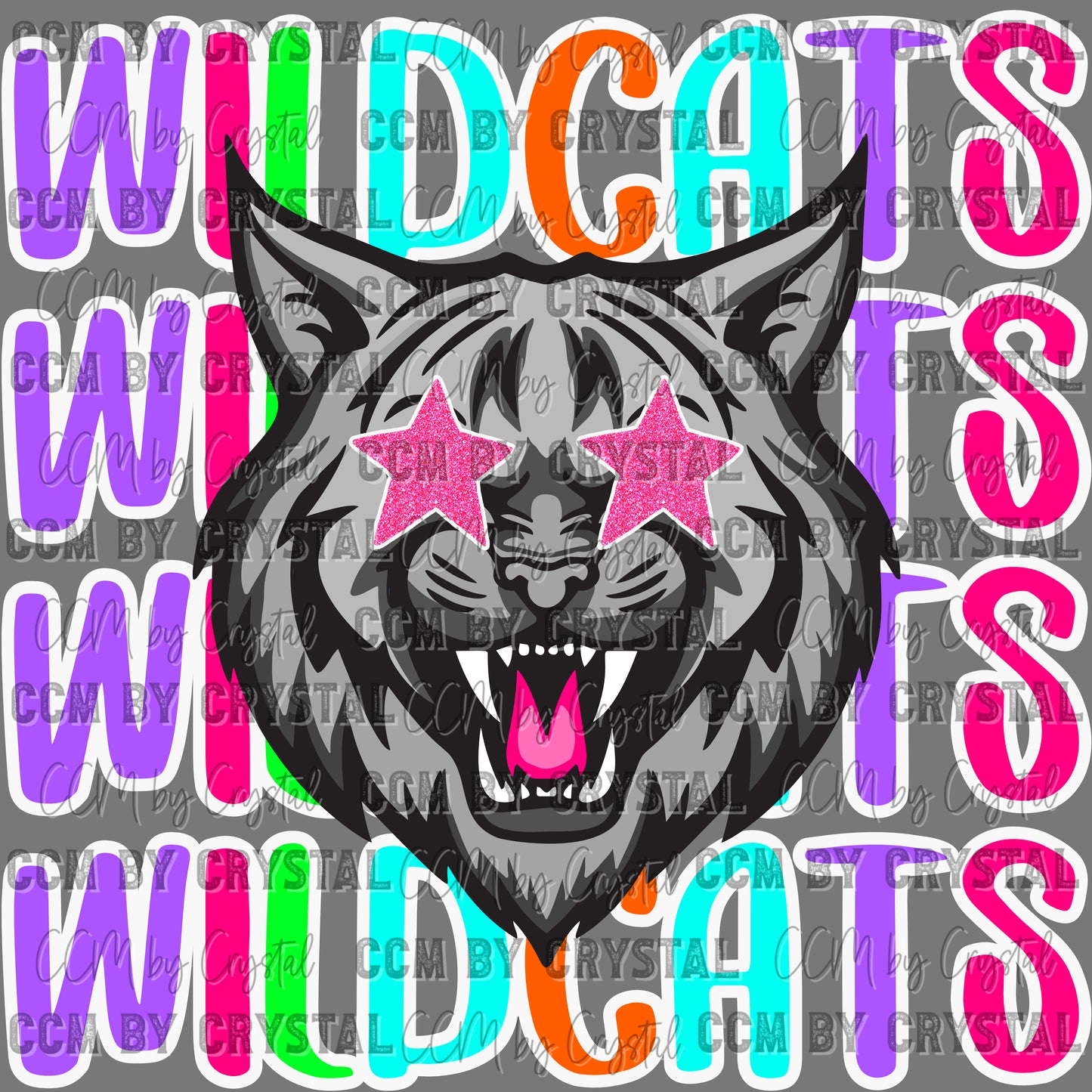 Wildcats Colorful Mascot Ready to Press Transfer DTF Transfer Sublimation Transfer