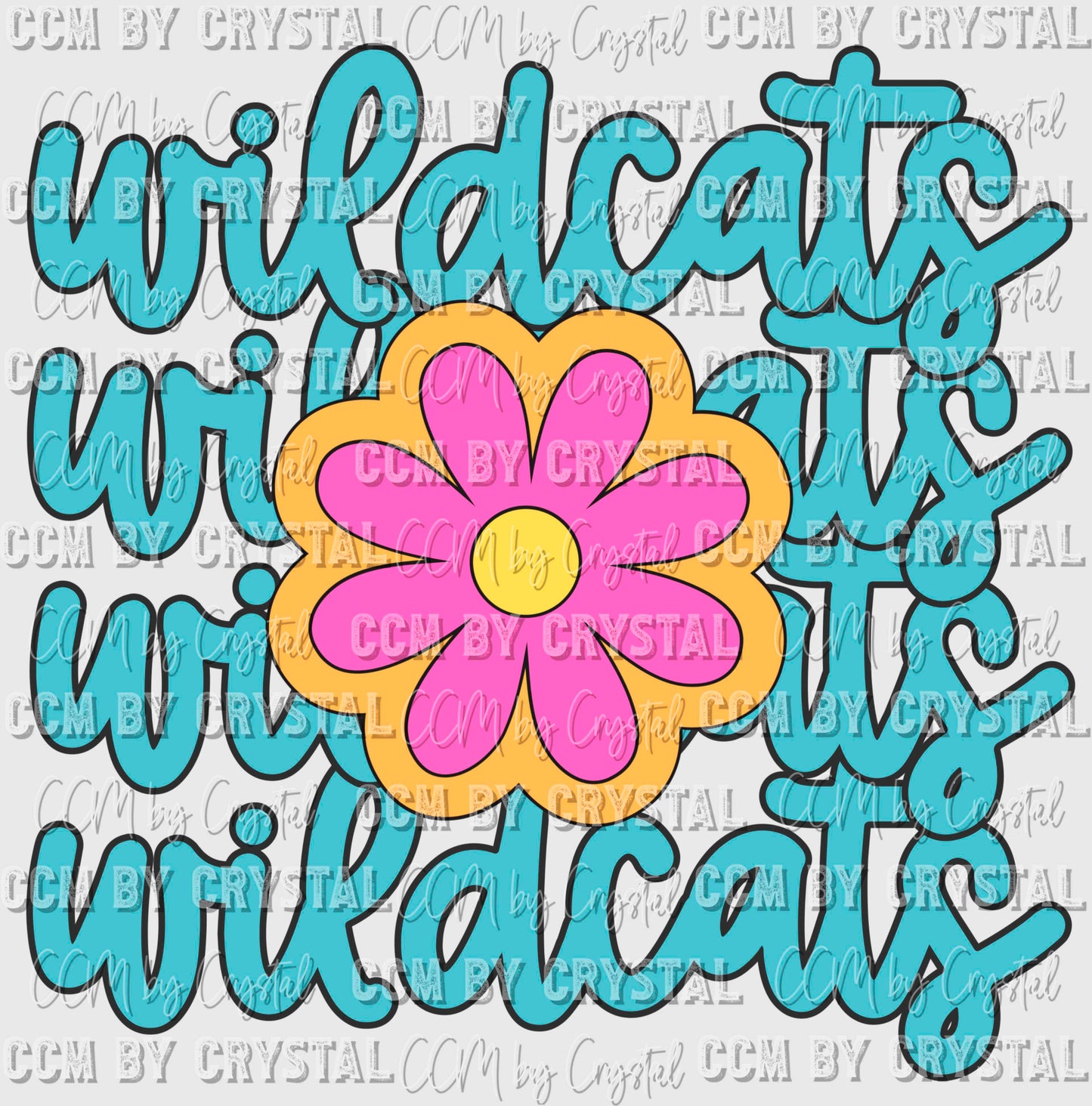 Wildcats Flower Mascot Ready to Press Transfer