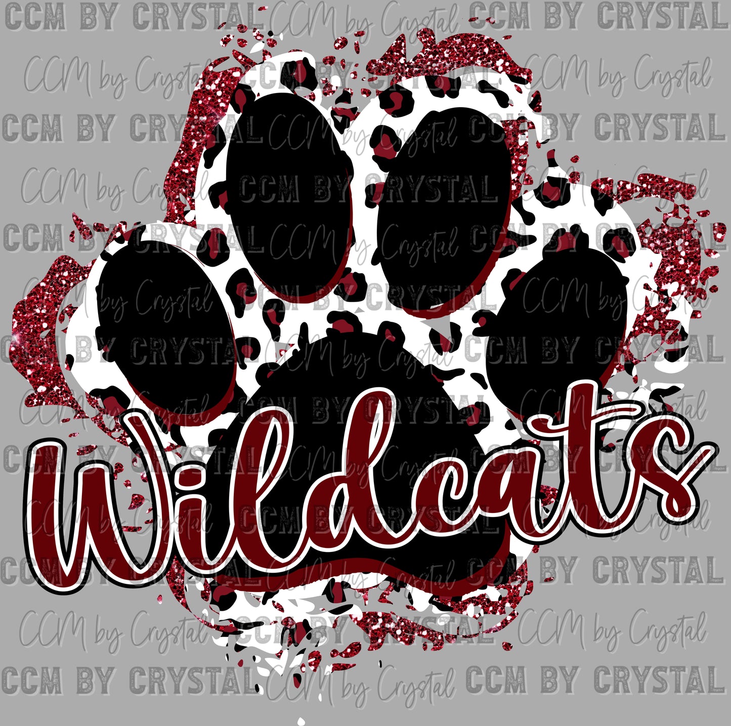 Wildcats Paw Faux Glitter Leopard PNG Digital File ONLY