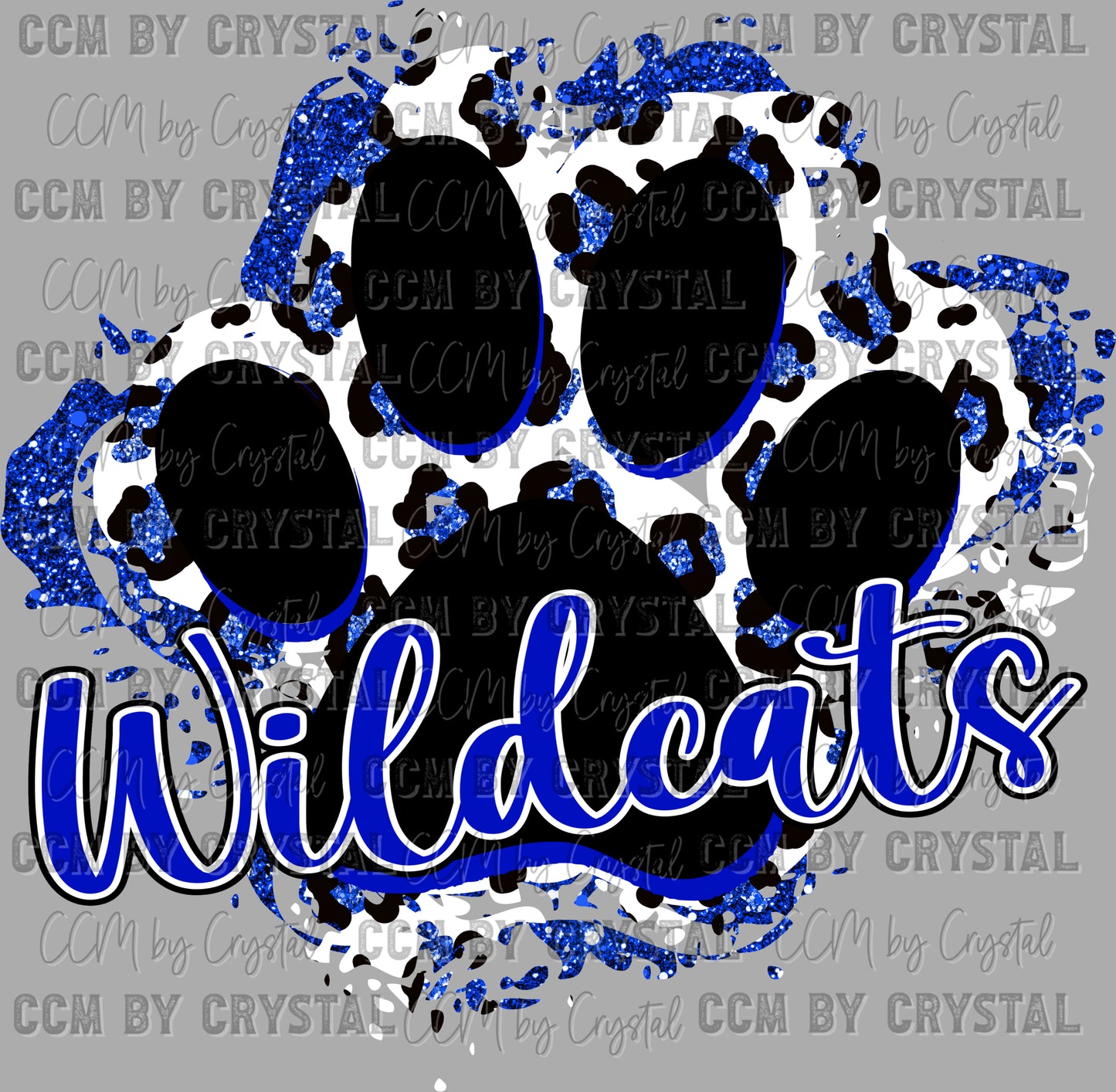 Wildcats Paw Faux Glitter Leopard PNG Digital File ONLY