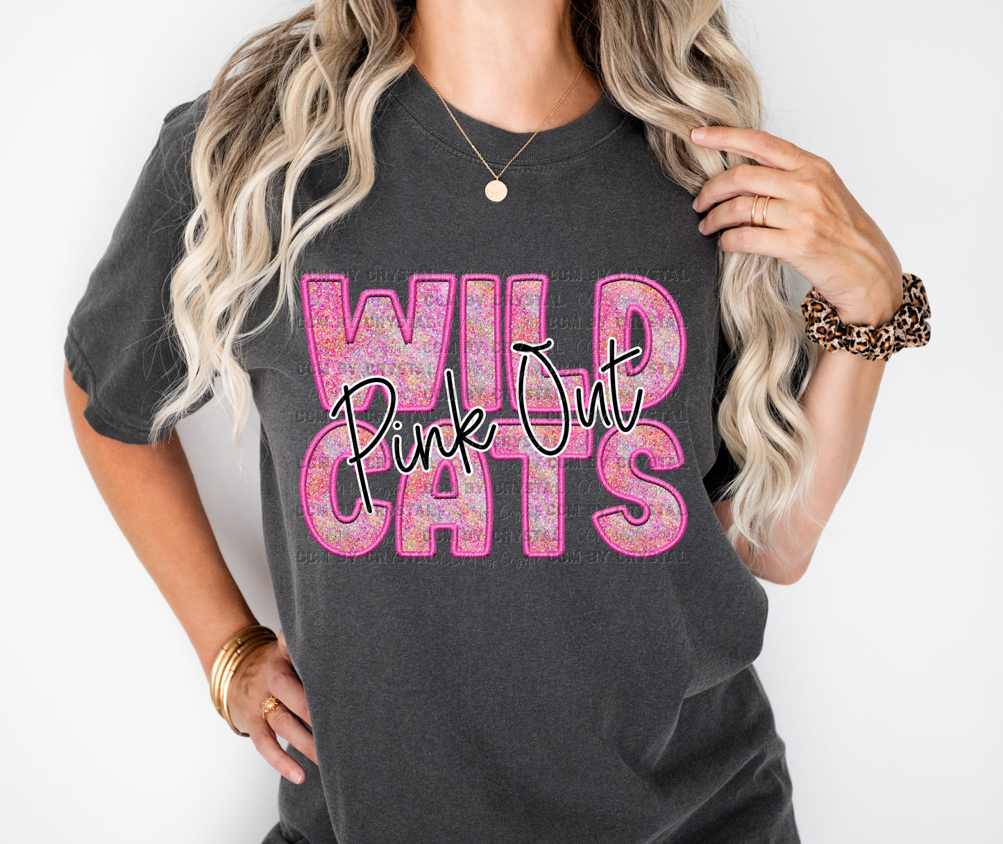 Wildcats Pink Out Faux Glitter Effect Ready to Press Transfer DTF Transfer Sublimation Transfer
