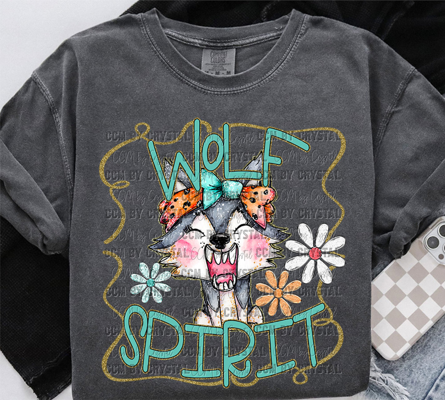 Wolf Spirit Cartoon Mascot Ready to Press Transfer DTF Transfer Sublimation Transfer