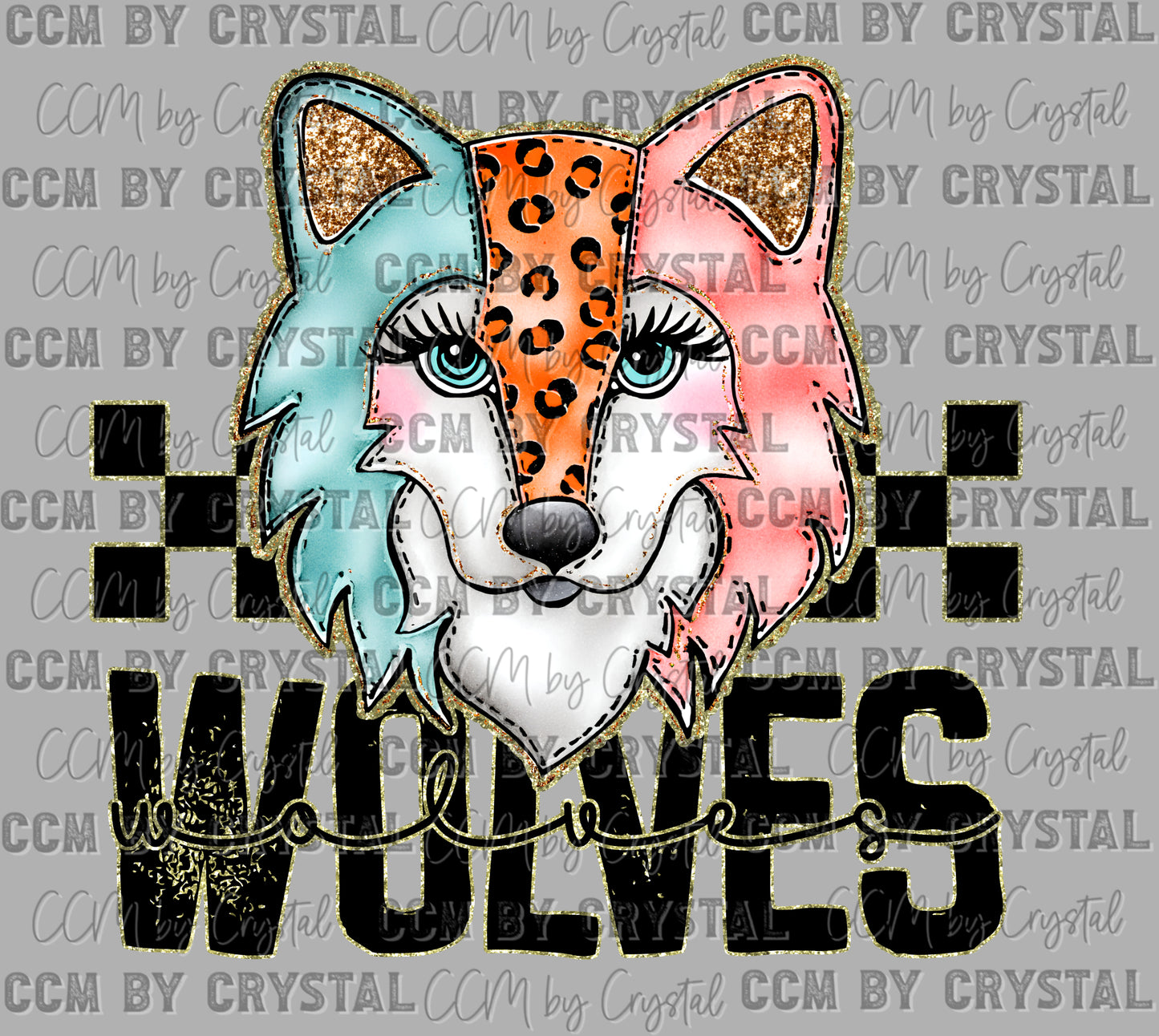 Wolves Cartoon Mascot Ready to Press Transfer DTF Transfer Sublimation Transfer