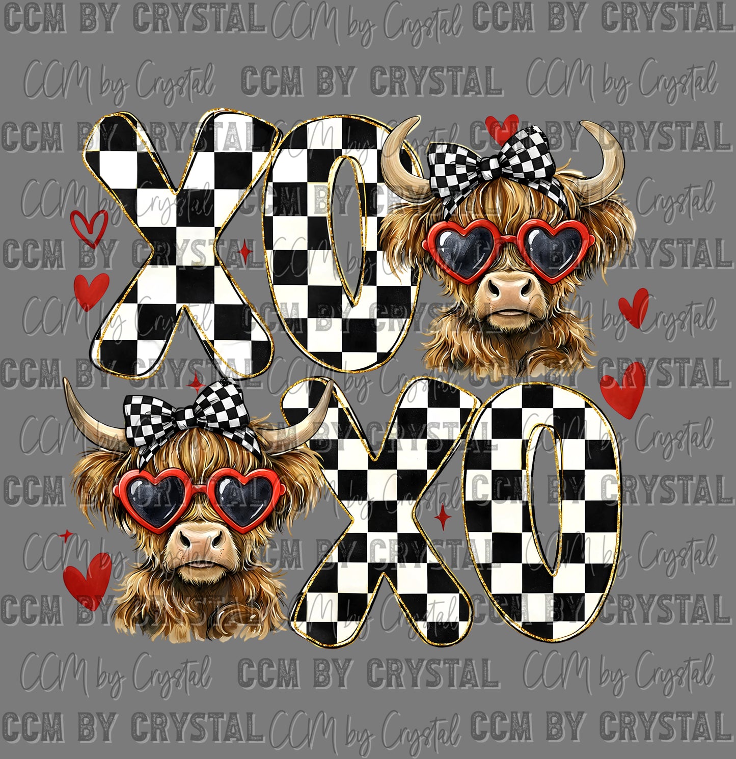 XoXo Highland Cow Flames Valentine Day Ready to Press DTF Transfers Sublimation Transfers