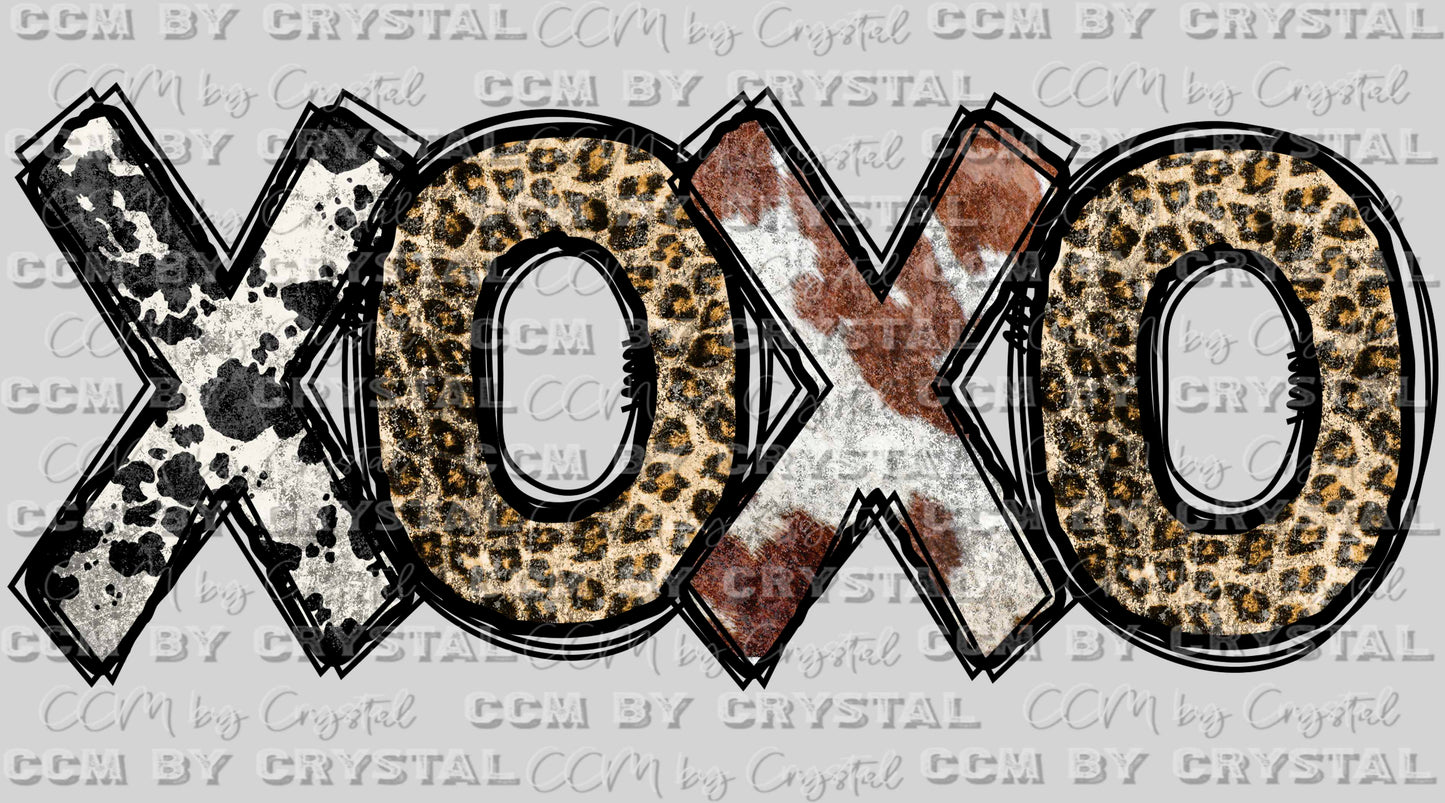 XOXO Valentine Cow Print and Leopard Western Ready to Press Transfer