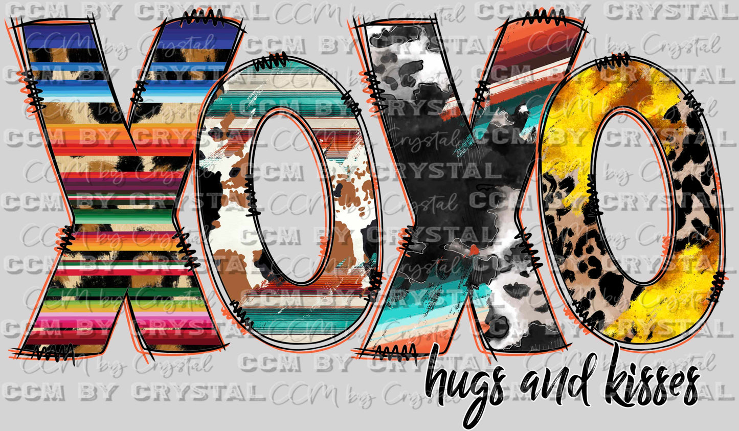 XOXO Hugs and Kisses Valentine Western Ready to Press Transfer