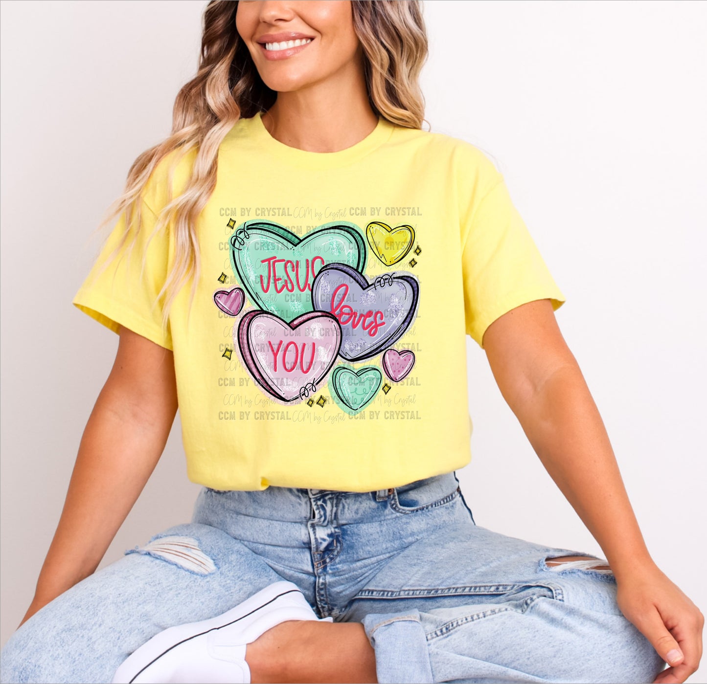 Valentines Day Jesus Loves You Hearts T-Shirt