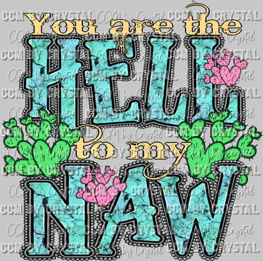 You are the Hell to My Naw Ready to Press Transfer DTF Transfer Sublimation Transfer