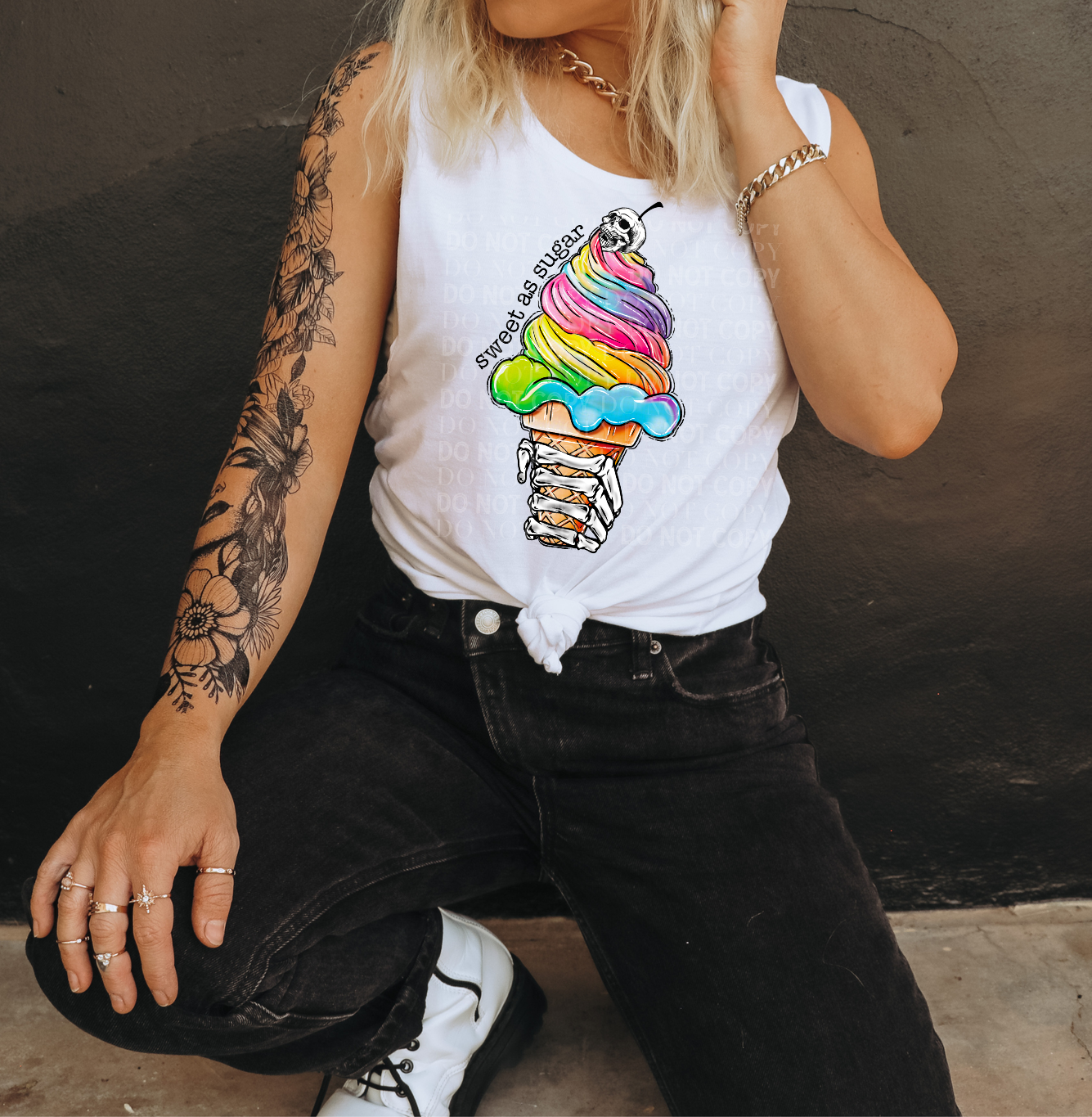 Sweet as Sugar Ice Cream Cone Skellie Ready to Press Transfer