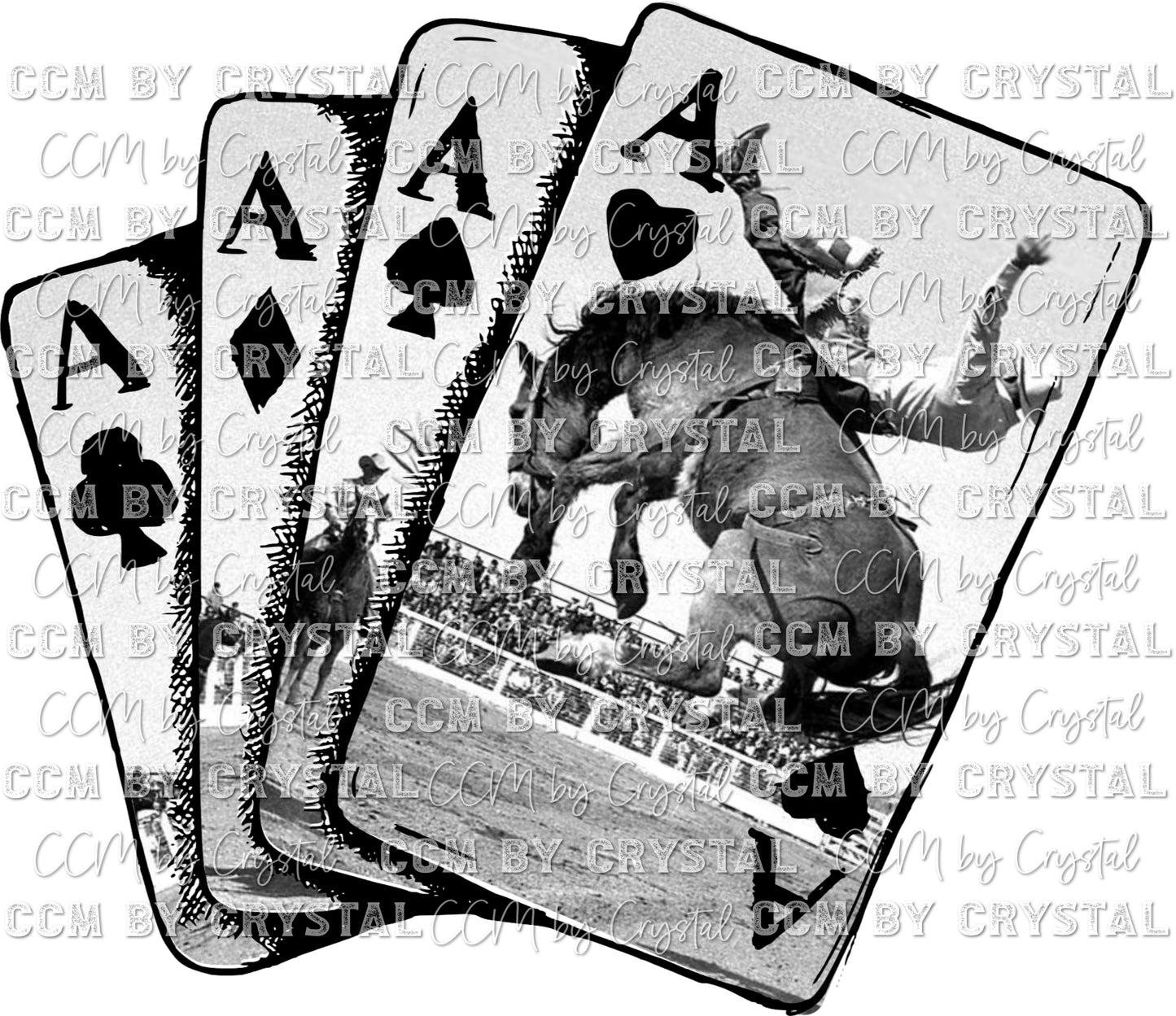 Ace Playing Cards with Rodeo Cowboy Ready to Press Transfer
