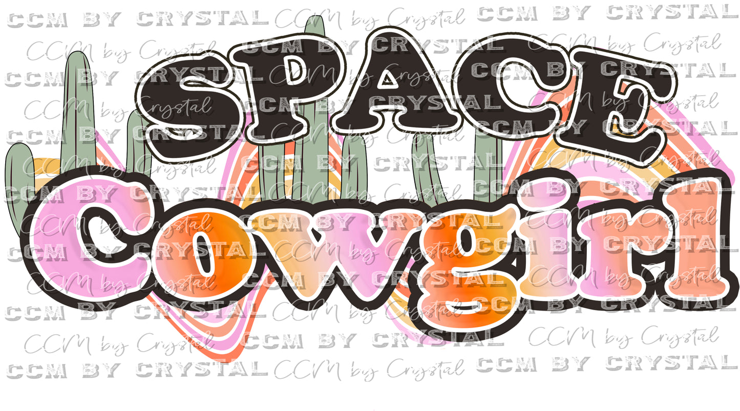 Space Cowgirl Pocket Sleeve Western Ready to Press Transfer