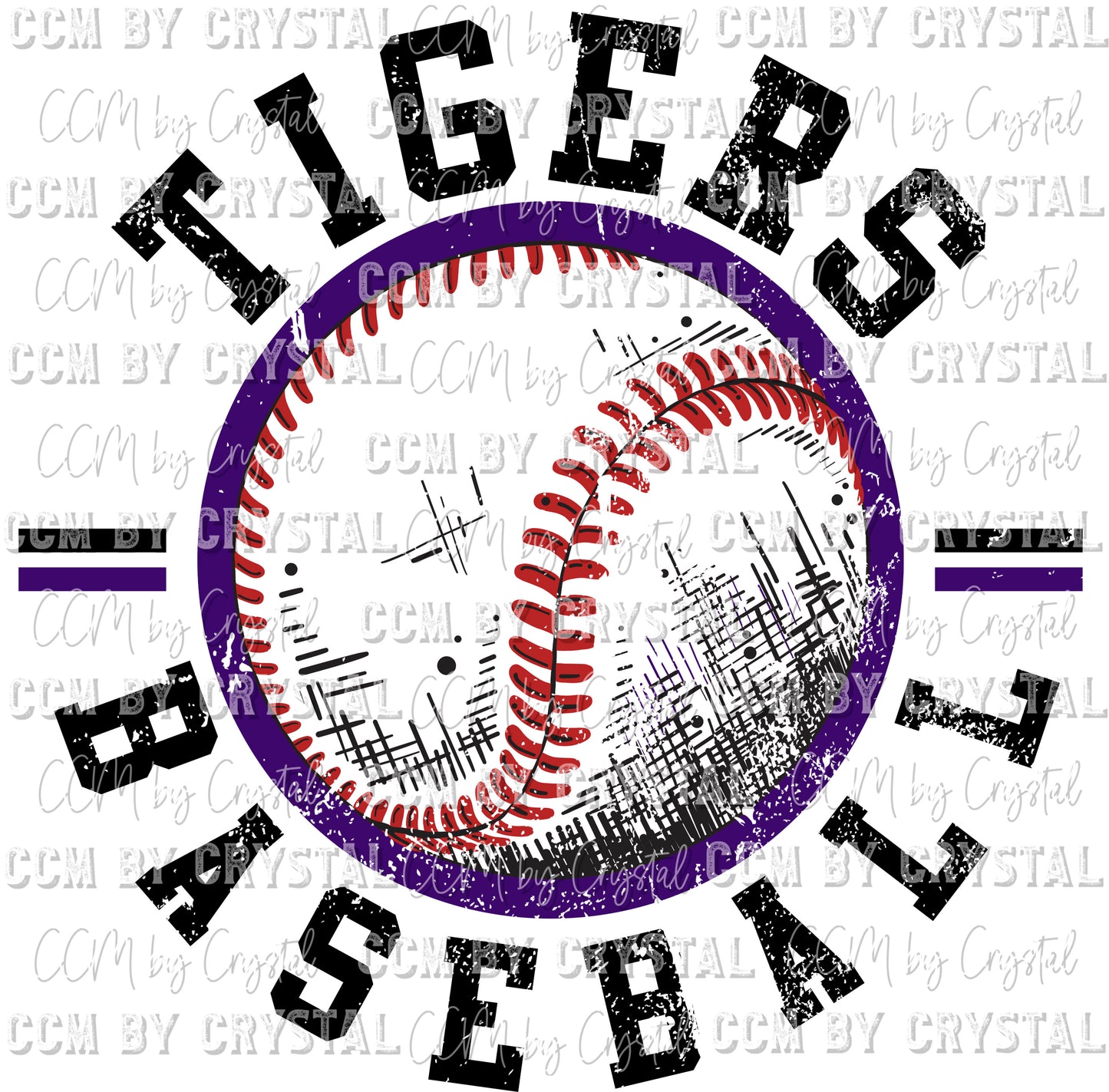 Tigers Baseball Purple Mascot Sports Ready to Press Transfer