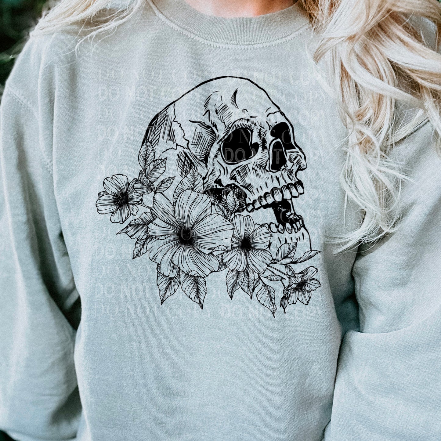 Floral Skull Ready to Press Transfer