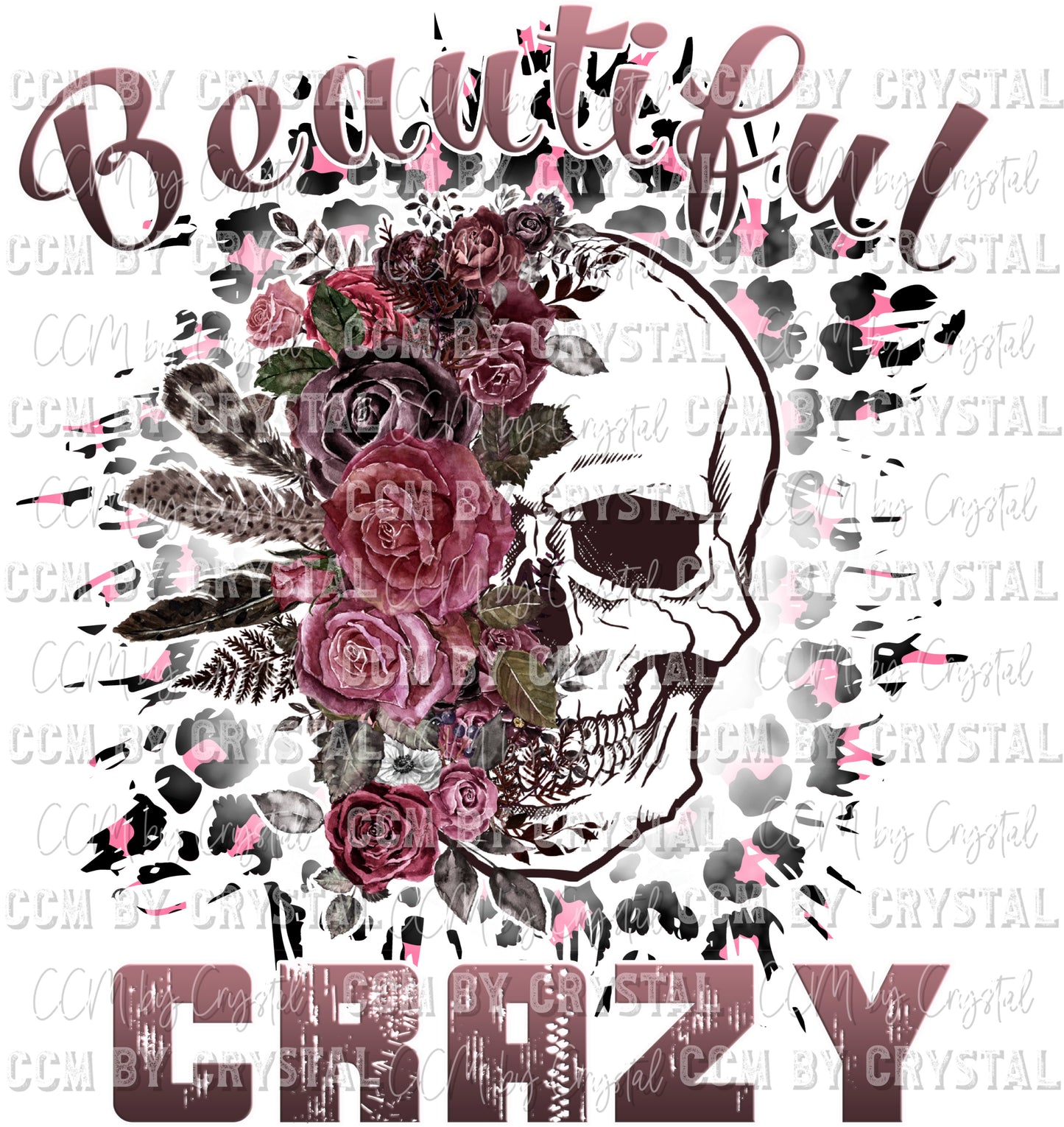 Beautiful Crazy Skeleton Floral Ready to Press Transfer