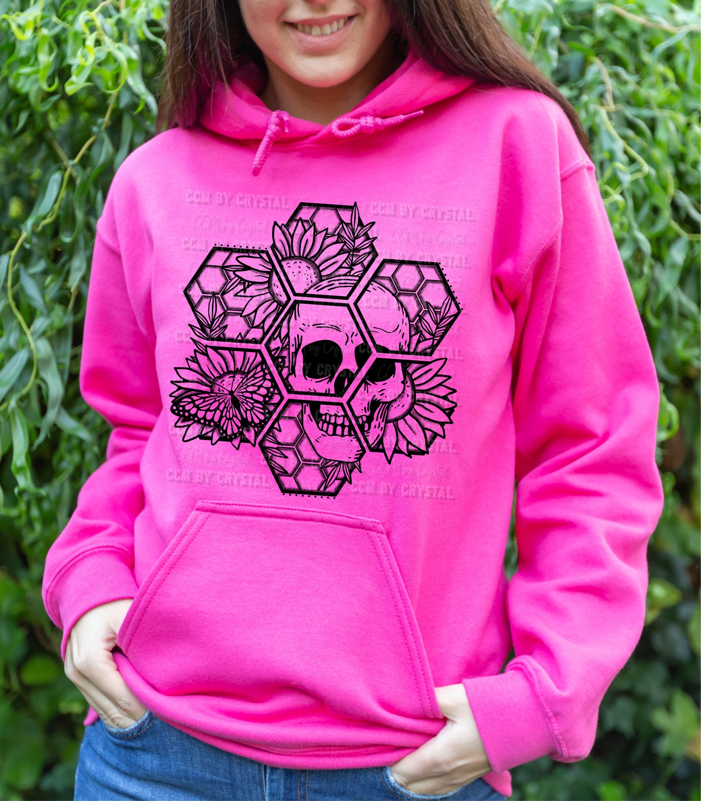 Black Floral Honeycomb Skellie Ready to Press Transfer