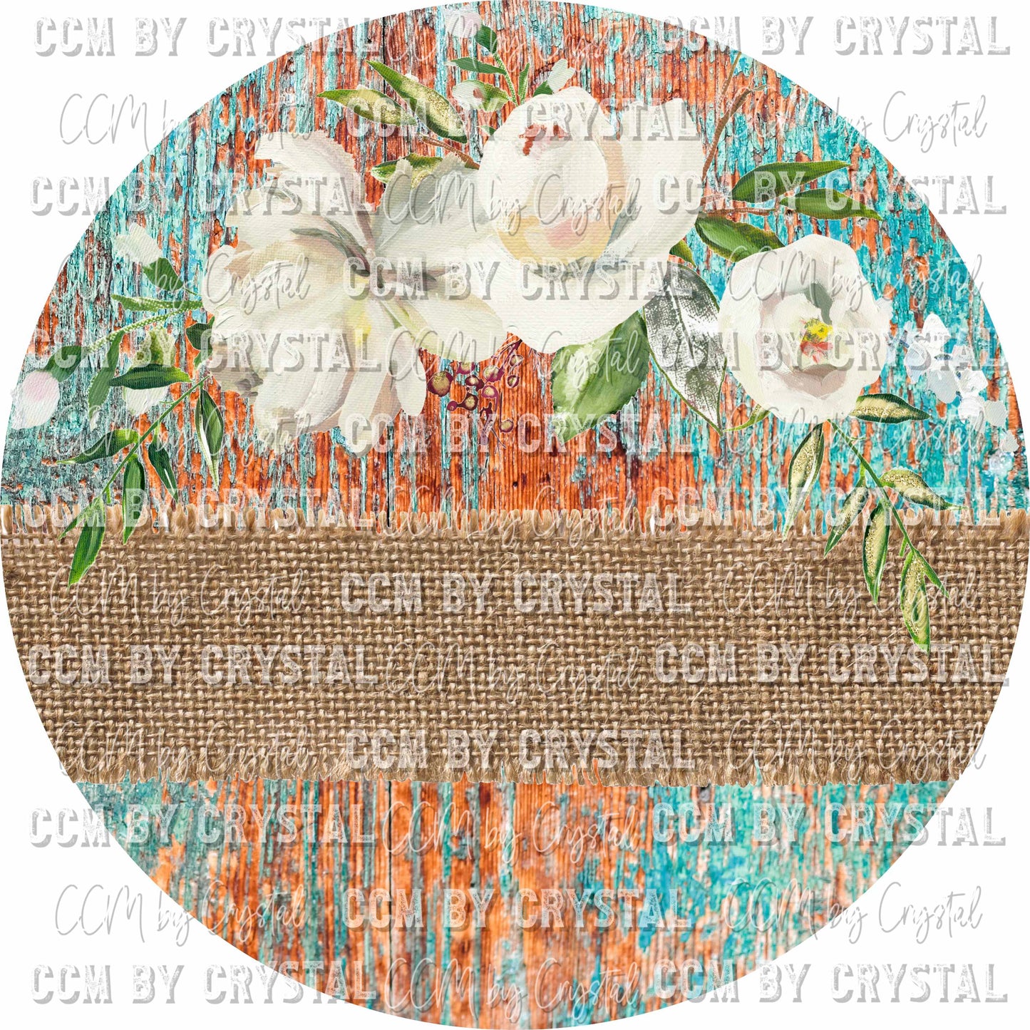 Welcome Floral Door Hanger Round PNG Digital Download