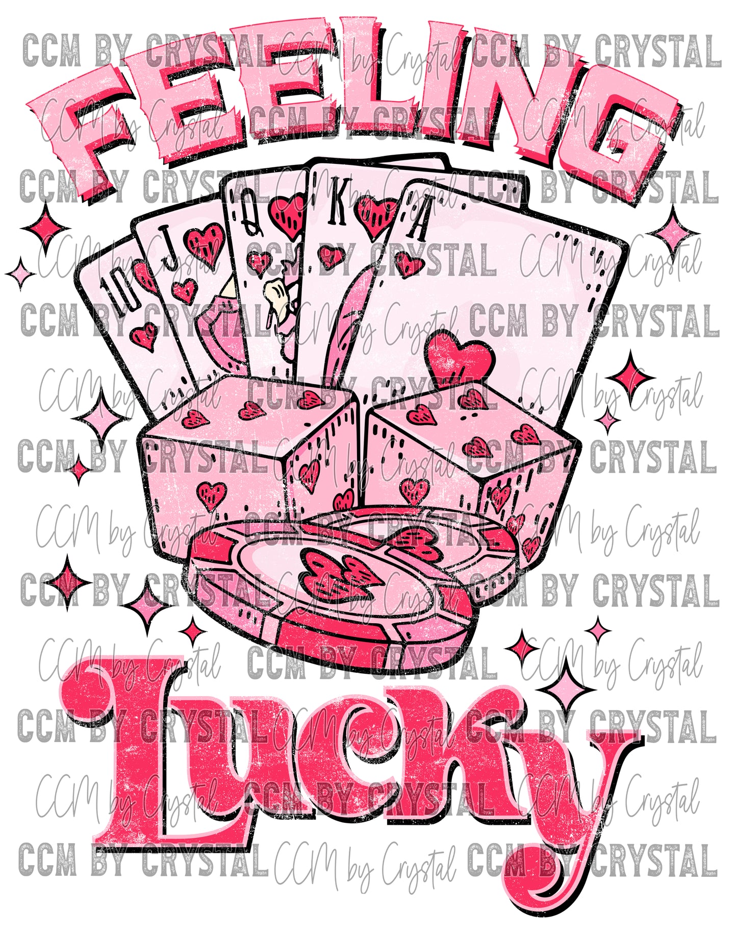 Feeling Lucky Distressed Valentine's Day Ready to Press Transfer