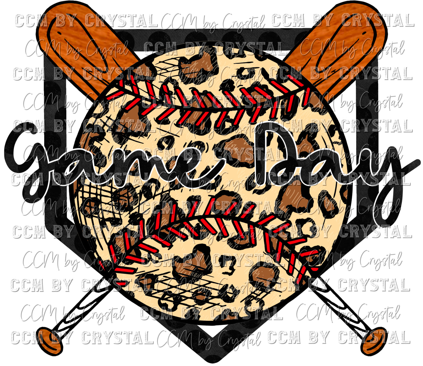 Game Day Baseball Leopard Print Bats Ready to Press Transfer