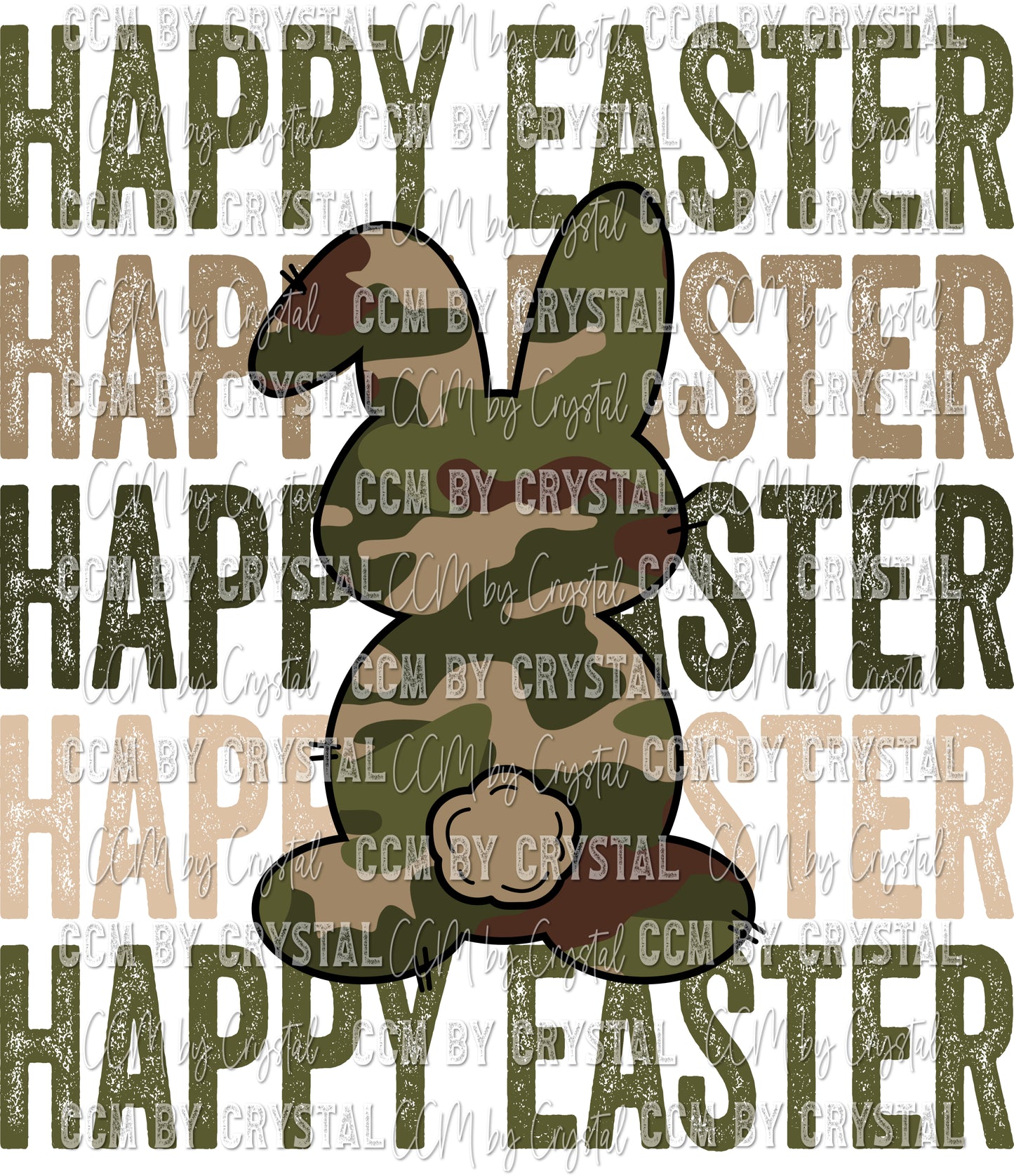 Happy Easter Camo Bunny Ready to Press Transfer
