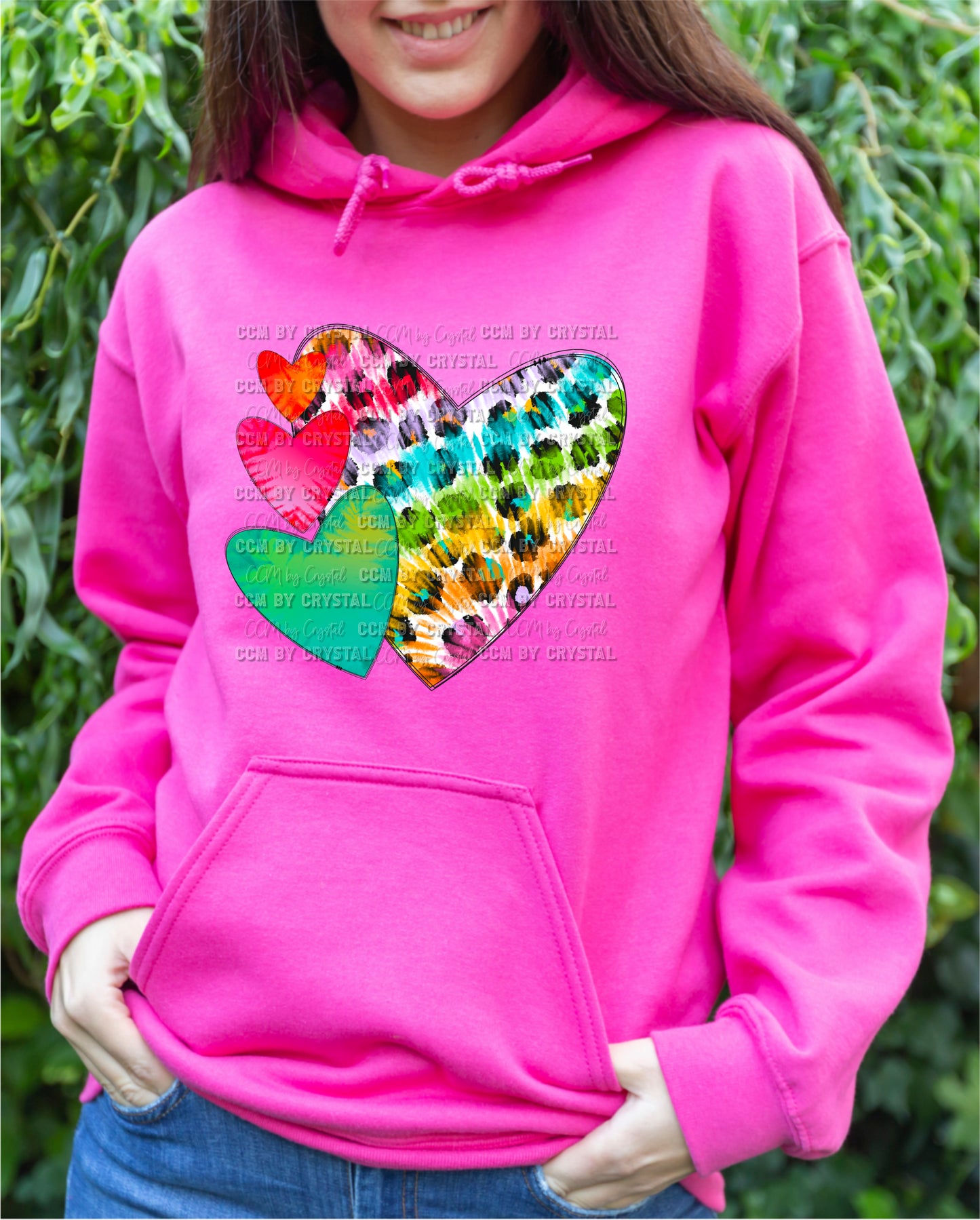 Leopard Tie Dye Hearts Ready to Press Transfer