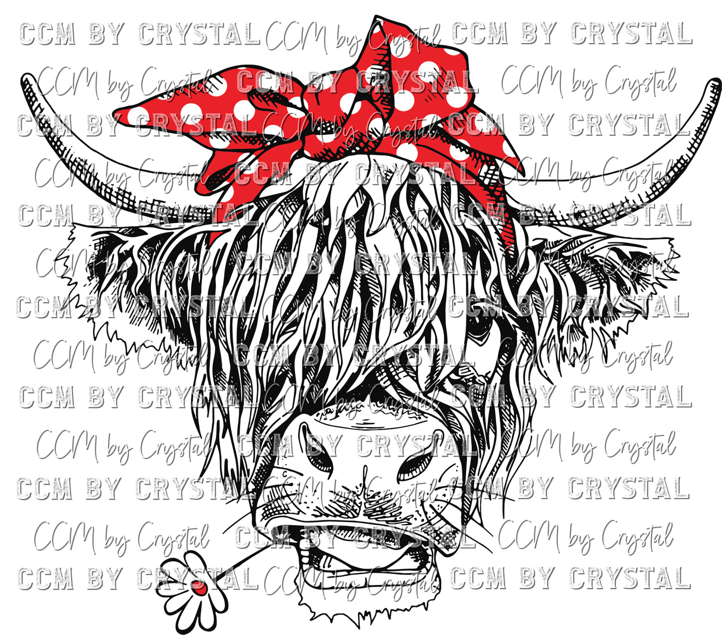 Highland Cow with Flower Ready to Press Transfer