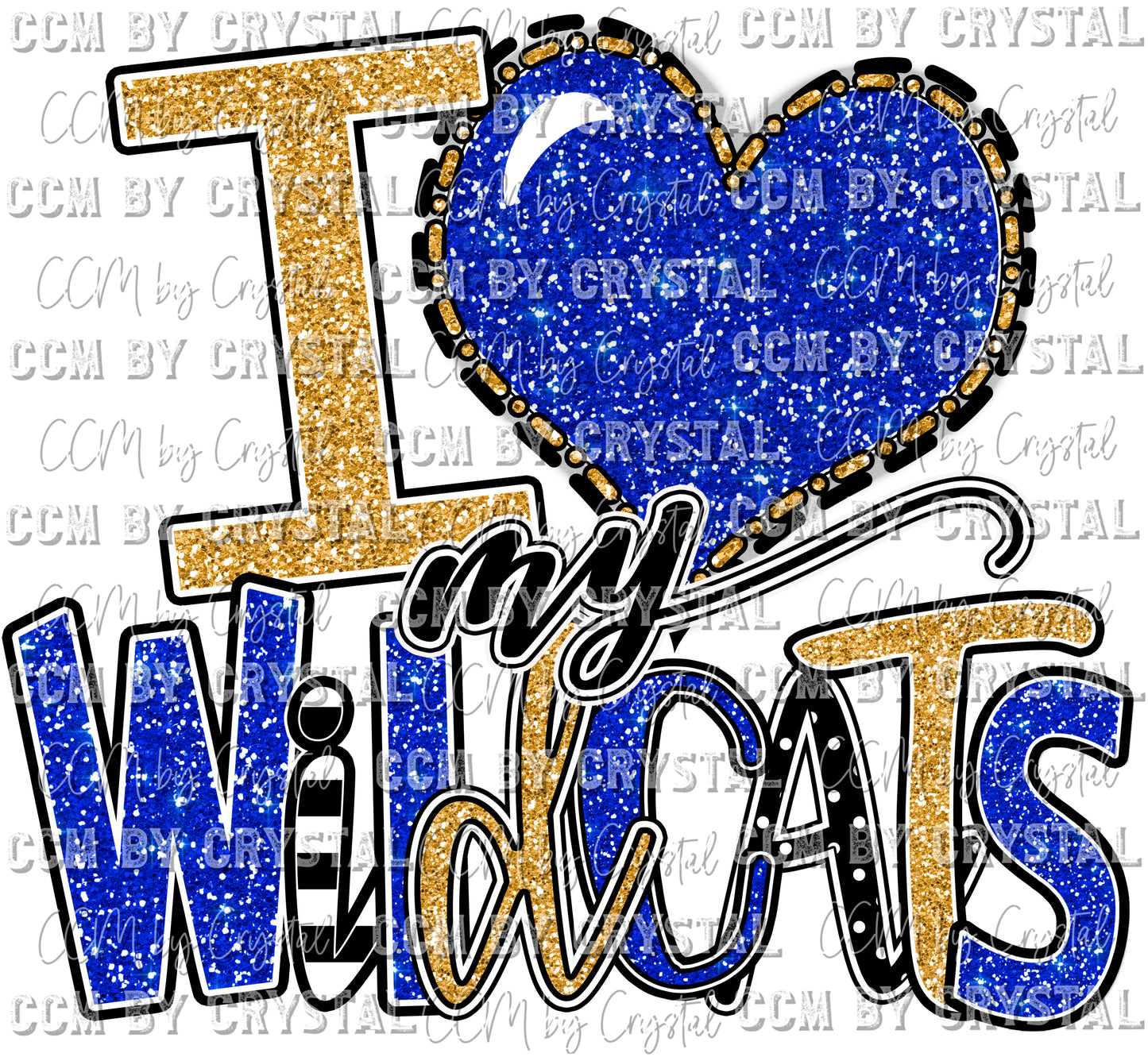 I Heart My Wildcats Blue and Gold Ready to Press Transfer