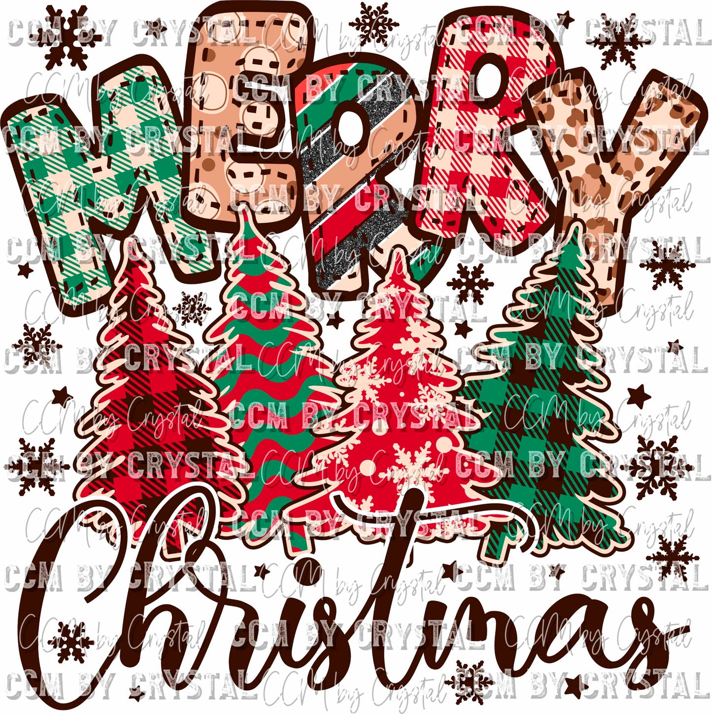 Merry Christmas Trees Ready to Press Transfer