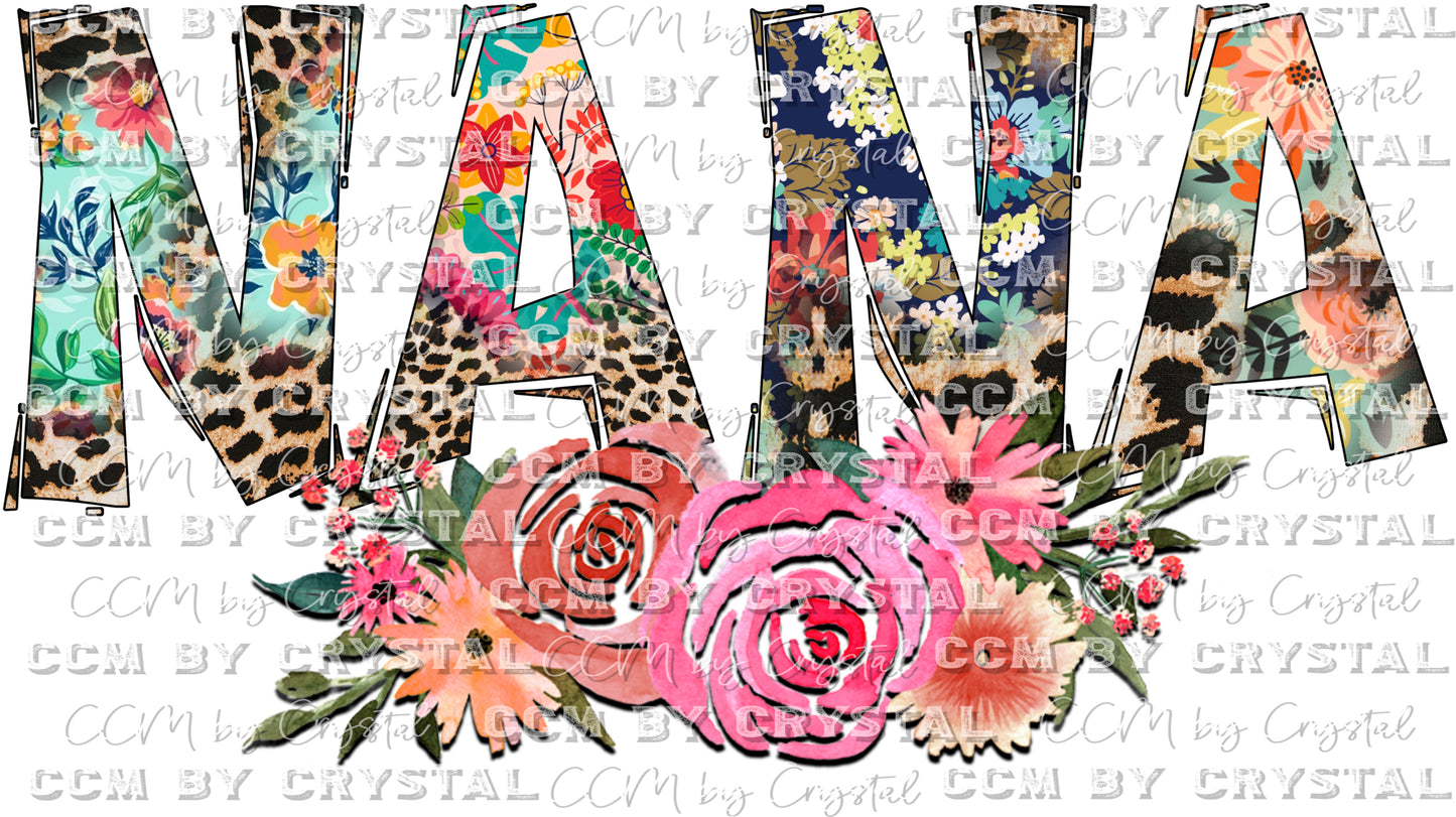 Nana Floral Ready to Press Transfer