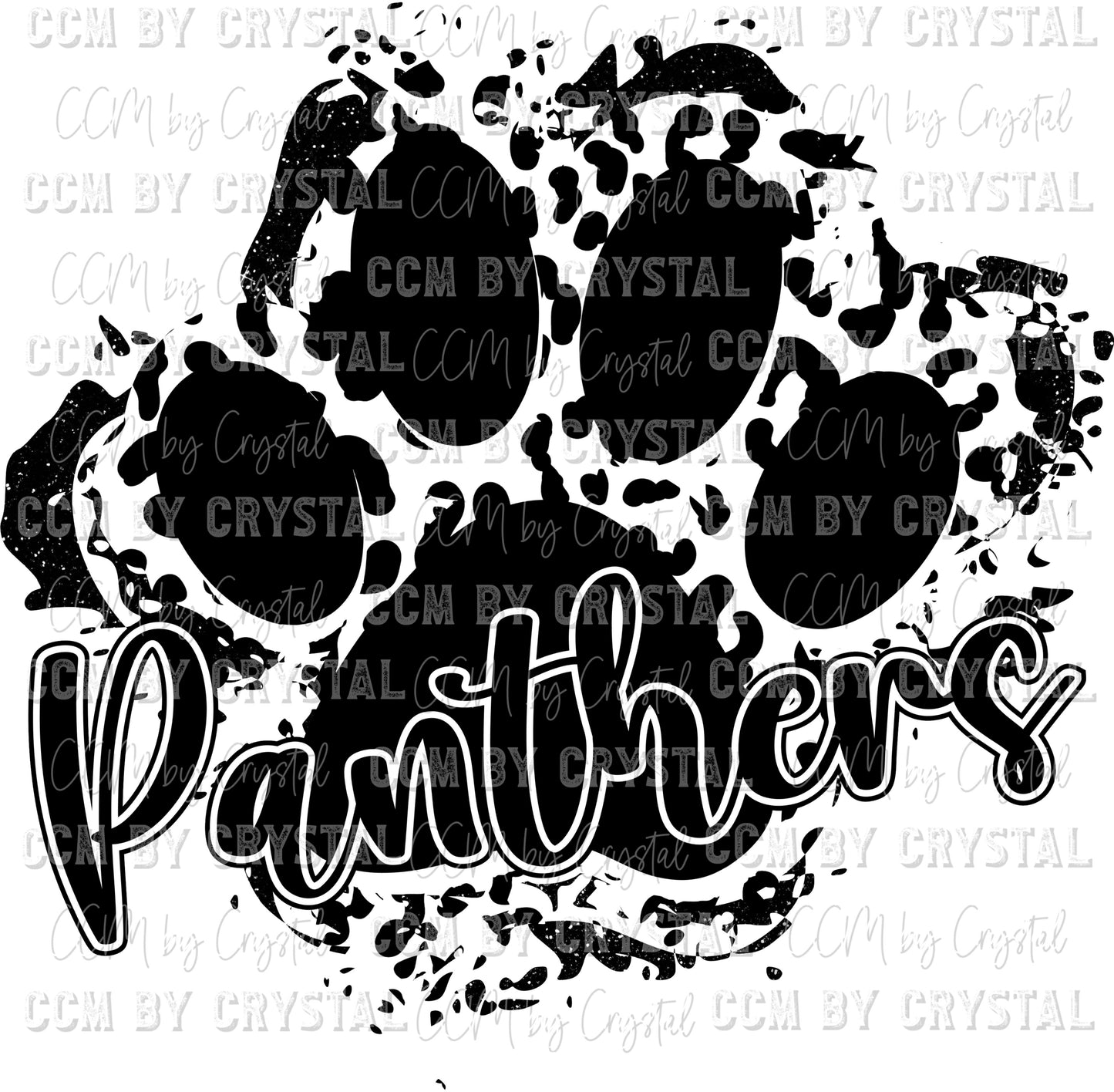 Panthers Glitter Leopard Paw Mascot Sports Ready to Press Transfer